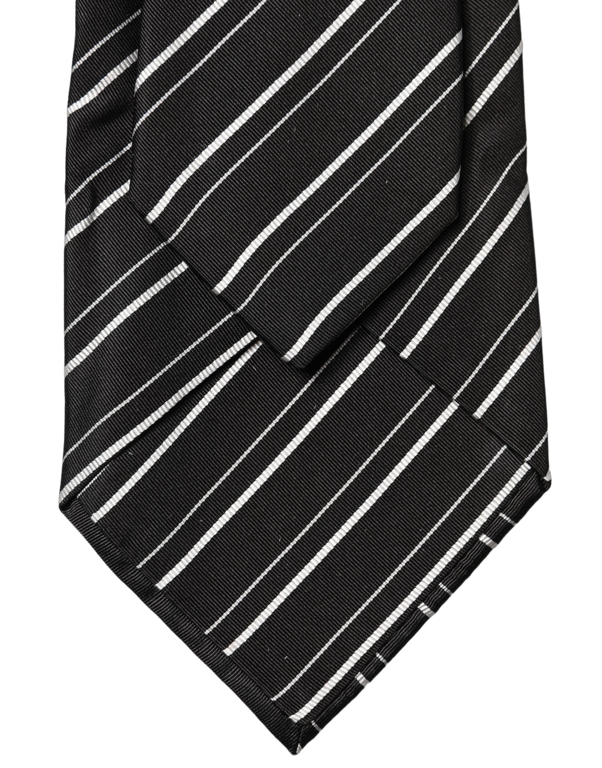 Dolce & Gabbana Dolce & Gabbana Black White Stripes Silk Adjustable Women NeckWomen's Women's Tie