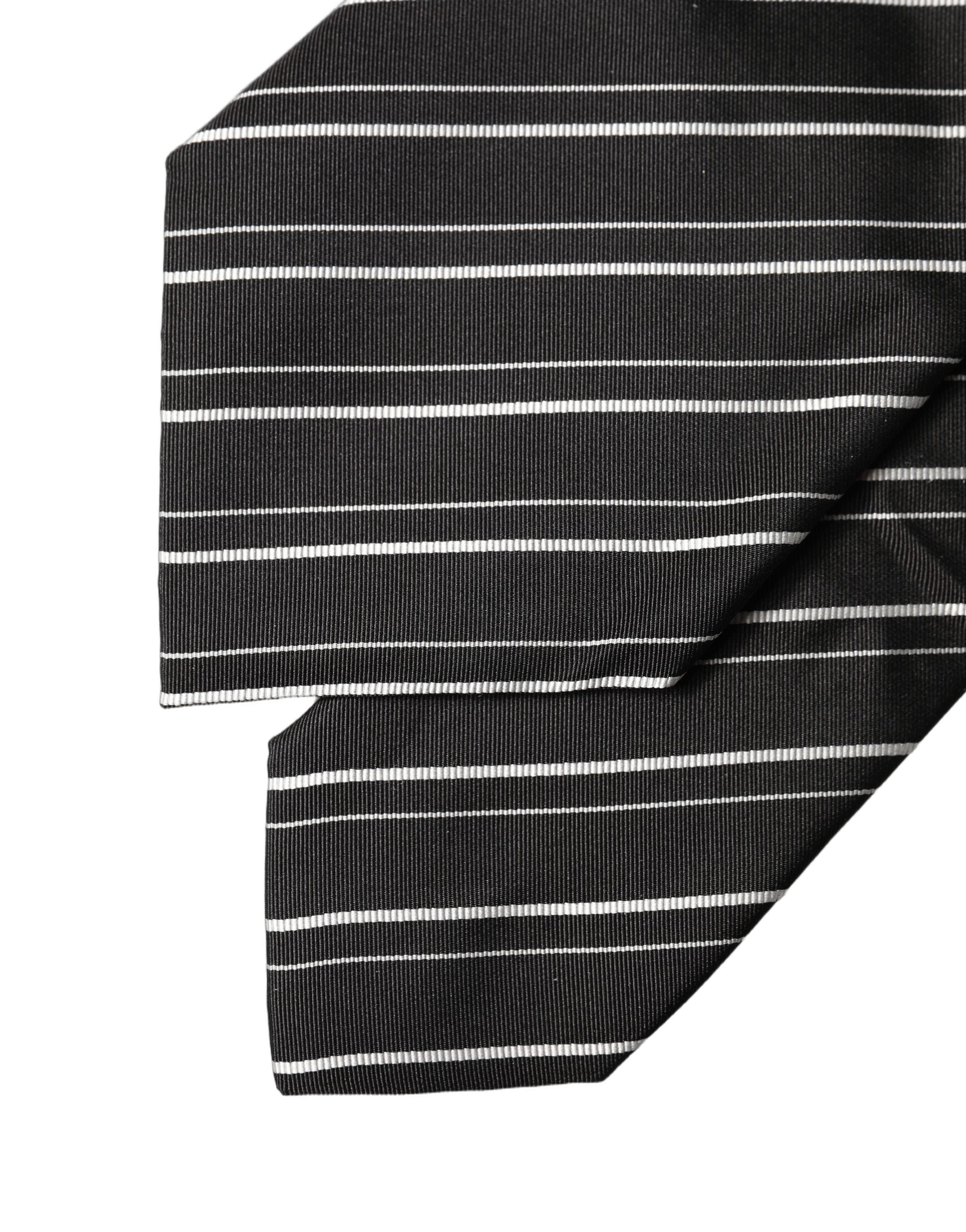 Dolce & Gabbana Dolce & Gabbana Black White Stripes Silk Adjustable Women NeckWomen's Women's Tie
