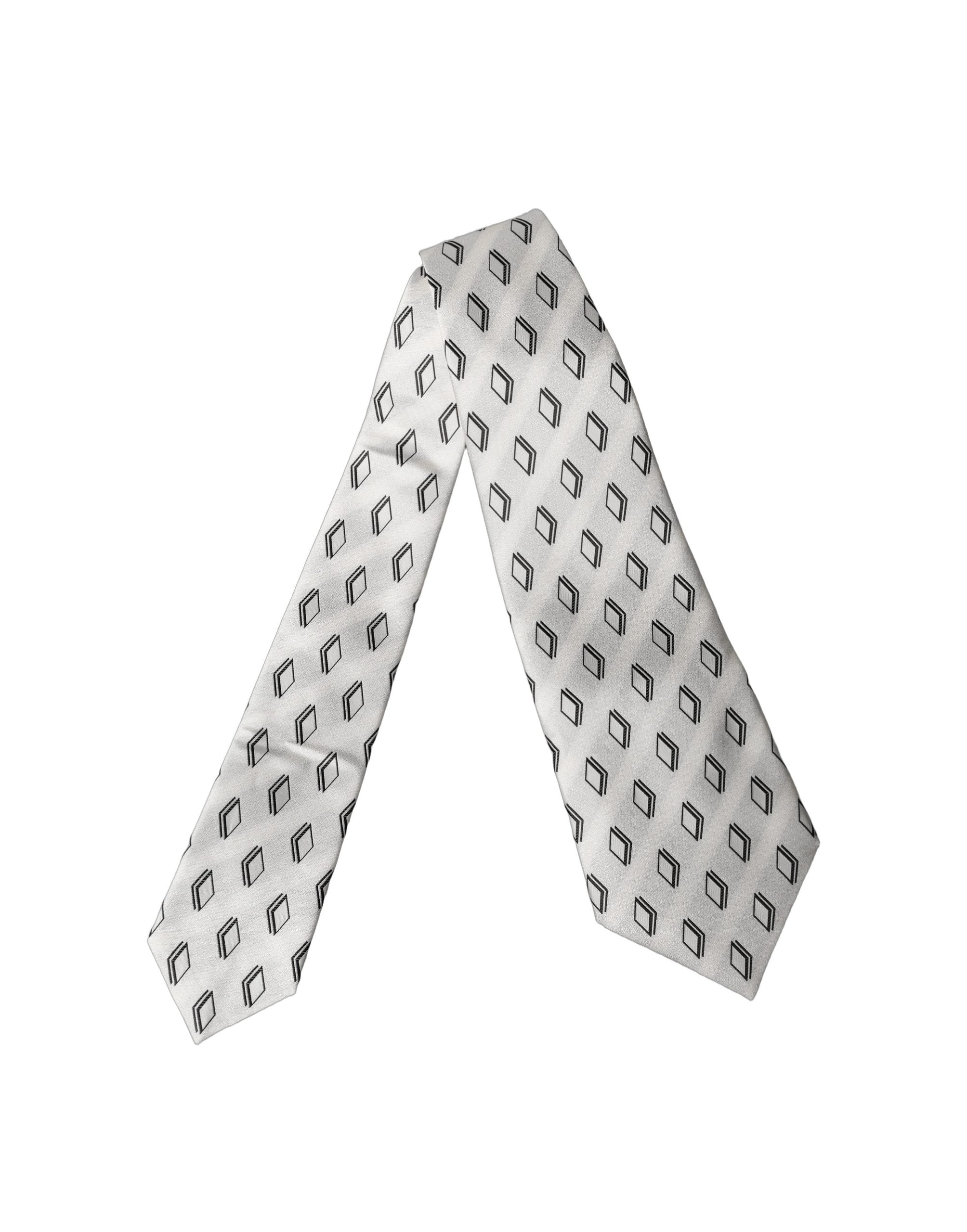 Dolce & Gabbana Dolce & Gabbana White Patterned Silk Adjustable Women Women'sd NeckWomen's Women's Tie