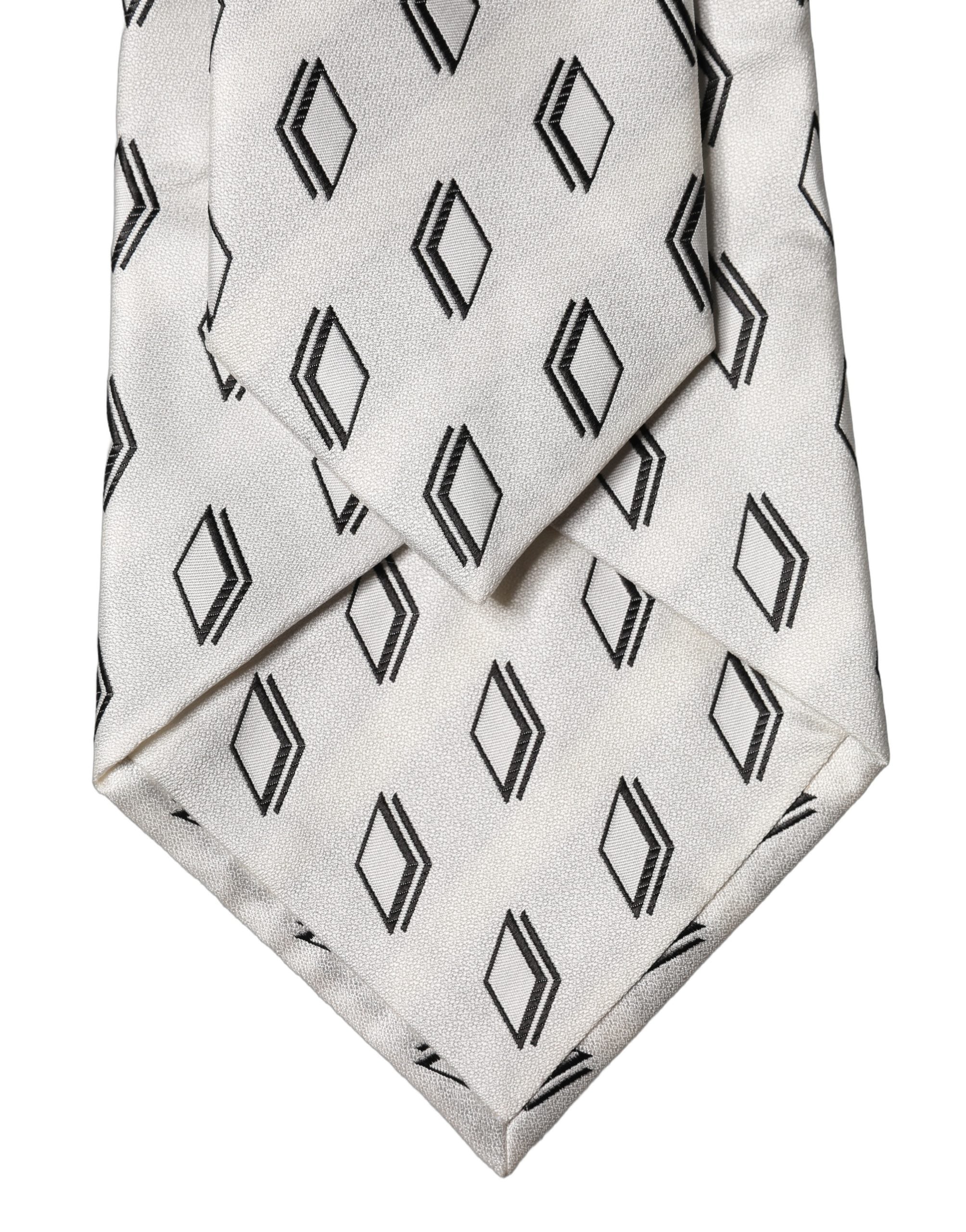 Dolce & Gabbana Dolce & Gabbana White Patterned Silk Adjustable Women Women'sd NeckWomen's Women's Tie