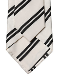Dolce & Gabbana White Black Stripes Silk Adjustable Women NeckWomen's Women's Tie