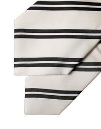 Dolce & Gabbana White Black Stripes Silk Adjustable Women NeckWomen's Women's Tie