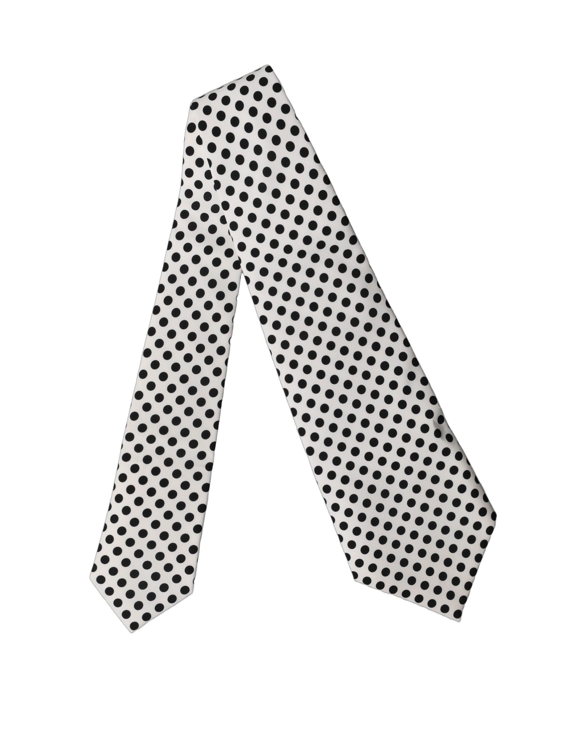 Dolce & Gabbana Dolce & Gabbana White Black Polka Dot Silk Adjustable Women NeckWomen's Women's Tie