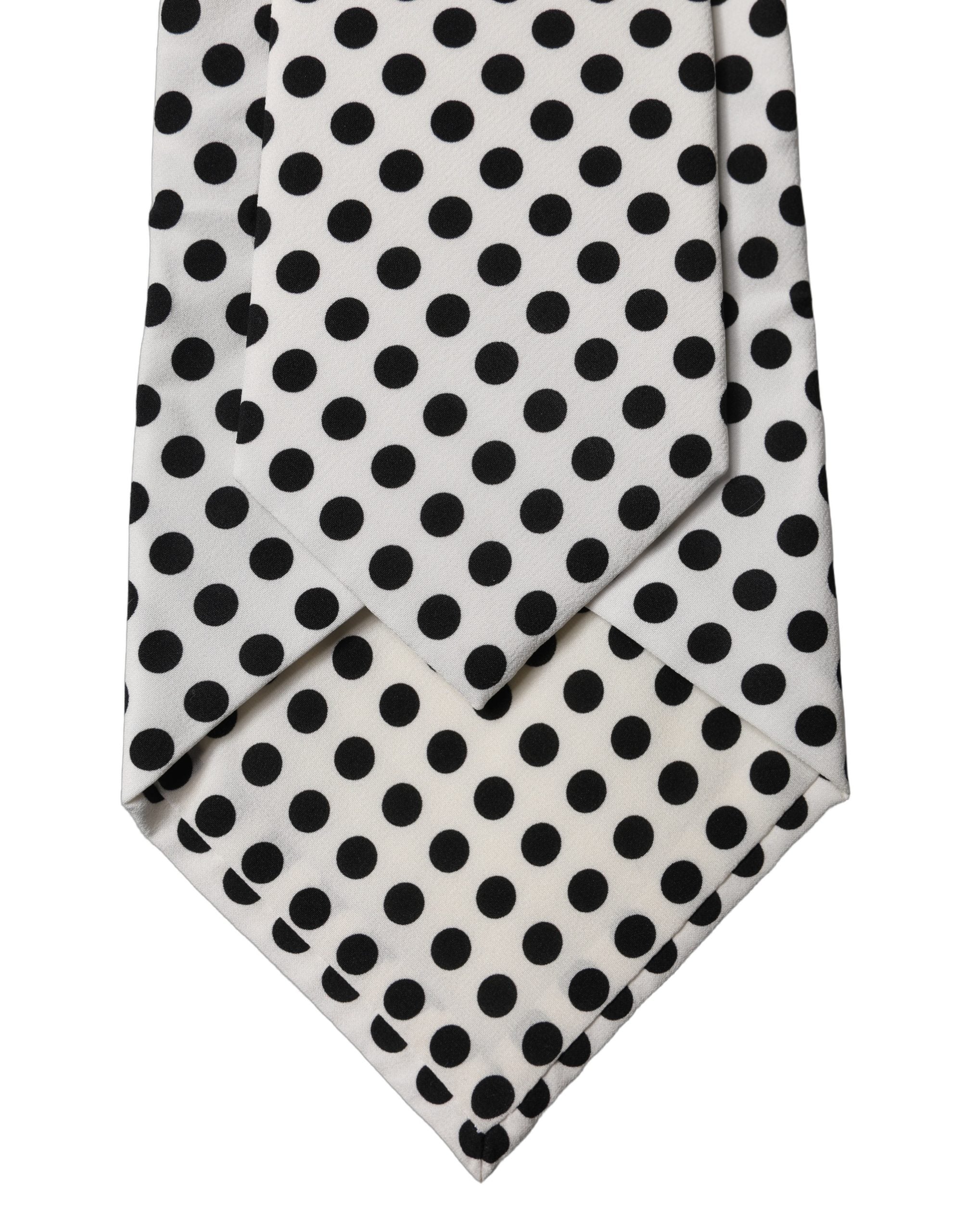 Dolce & Gabbana Dolce & Gabbana White Black Polka Dot Silk Adjustable Women NeckWomen's Women's Tie