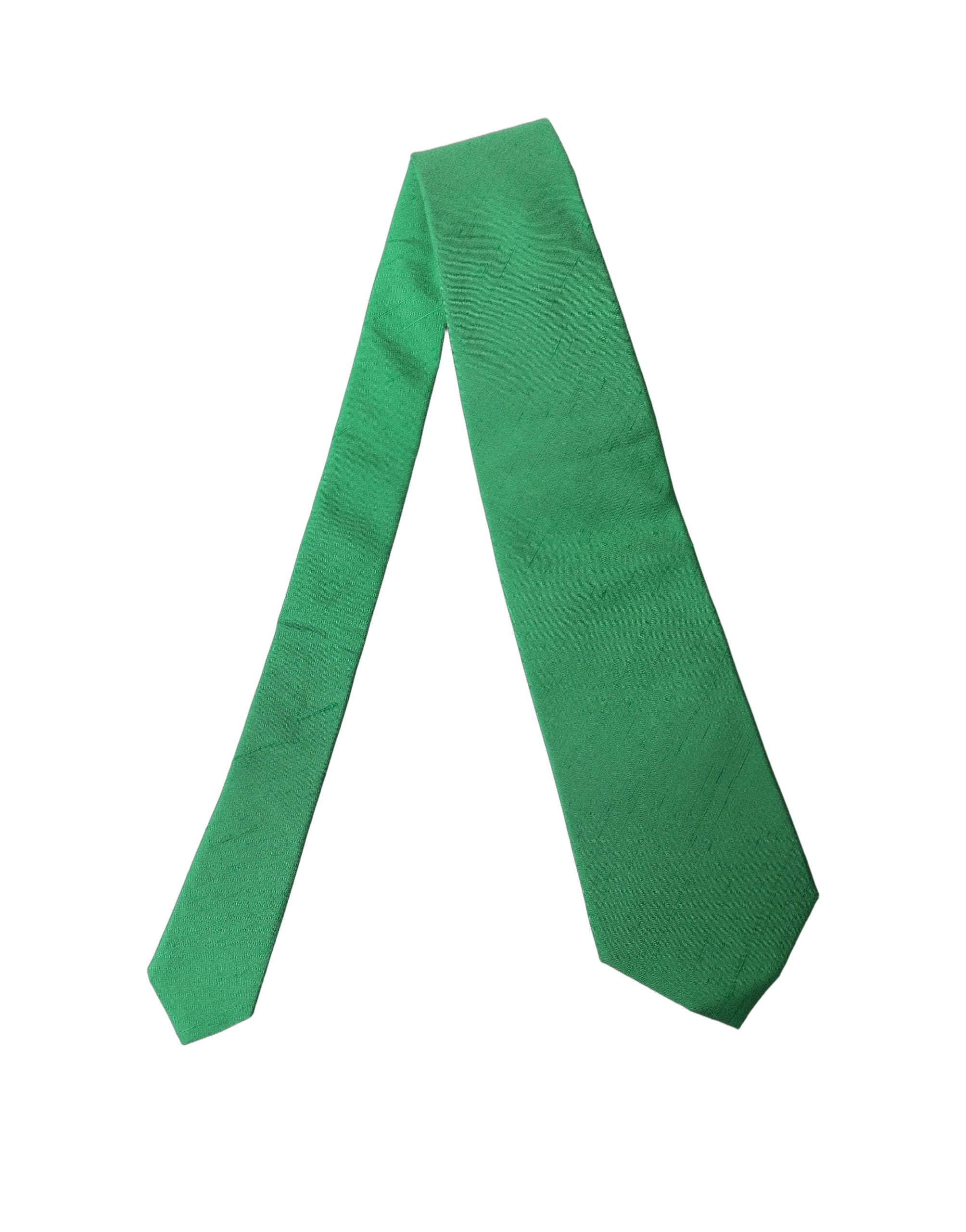 Dolce & Gabbana Dolce & Gabbana Green Solid Silk Cotton Adjustable Women NeckWomen's Women's Tie