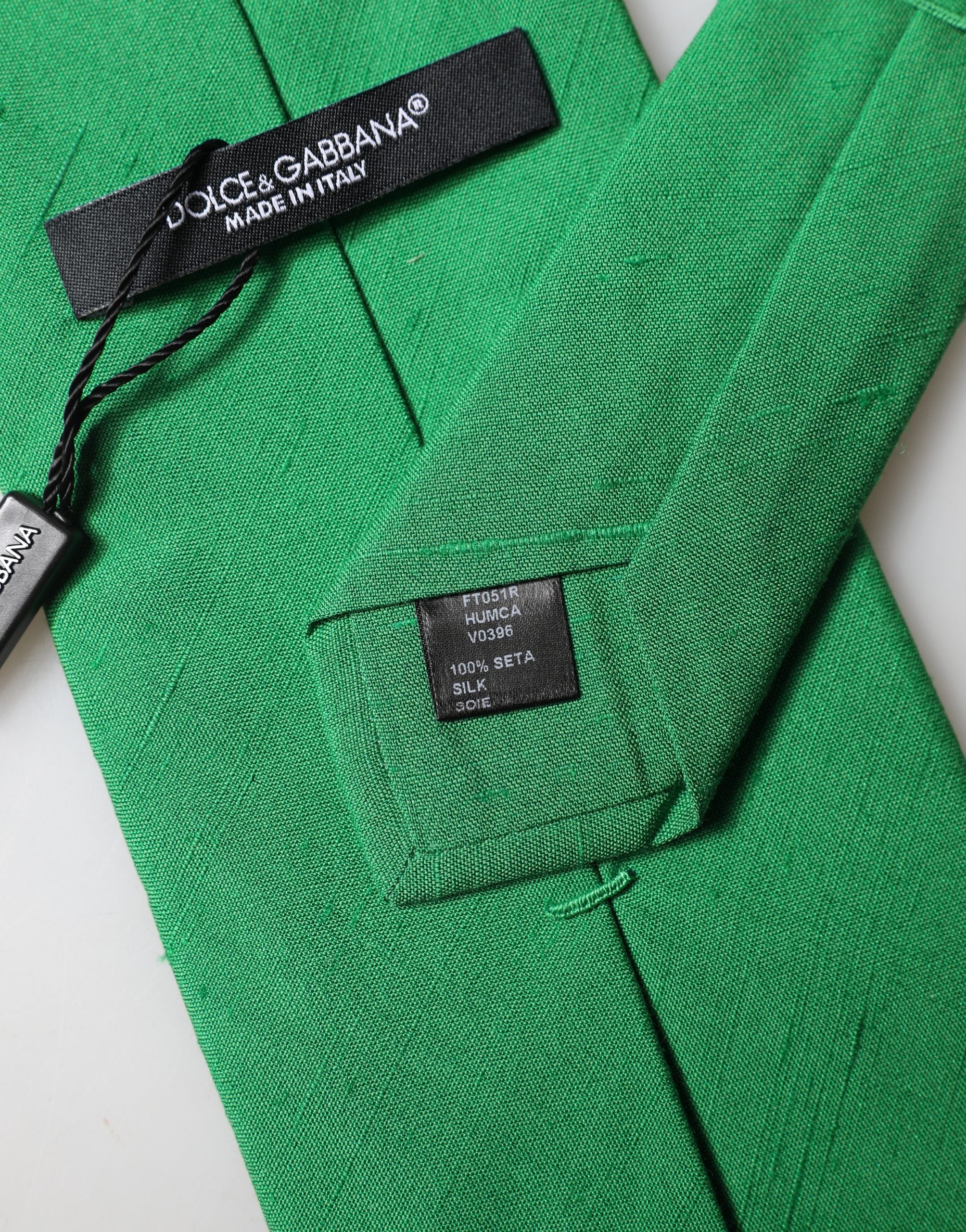 Dolce & Gabbana Dolce & Gabbana Green Solid Silk Cotton Adjustable Women NeckWomen's Women's Tie