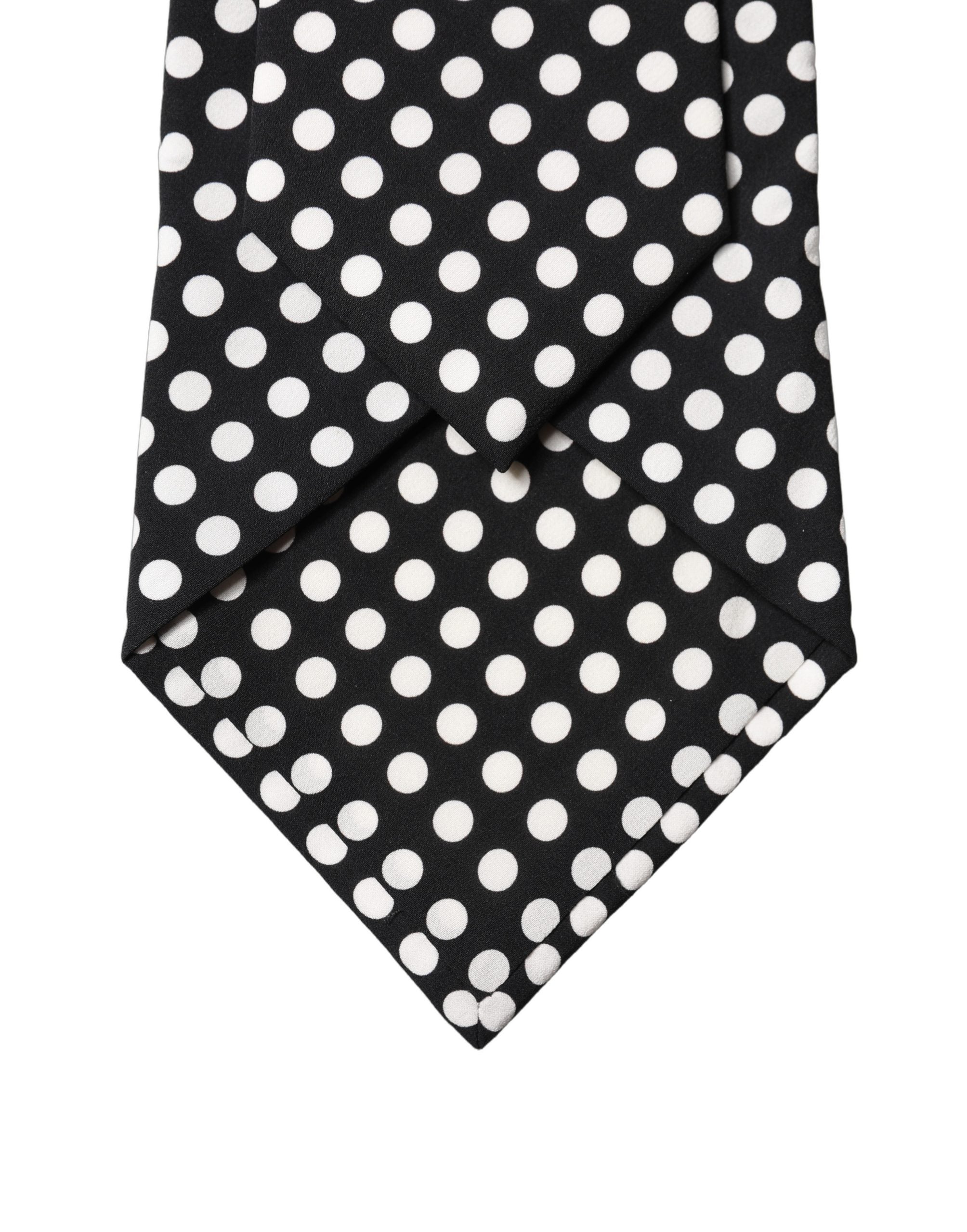 Dolce & Gabbana Dolce & Gabbana Black White Polka Dot Silk Adjustable Women NeckWomen's Women's Tie