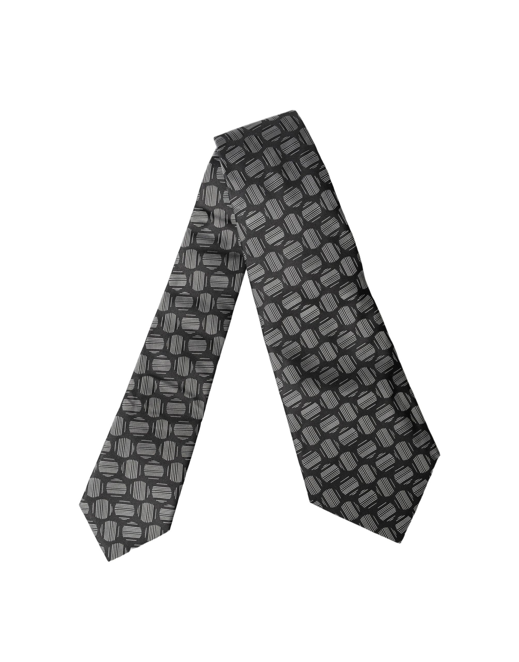 Dolce & Gabbana Black White Geometric Silk Adjustable Women NeckWomen's Women's Tie