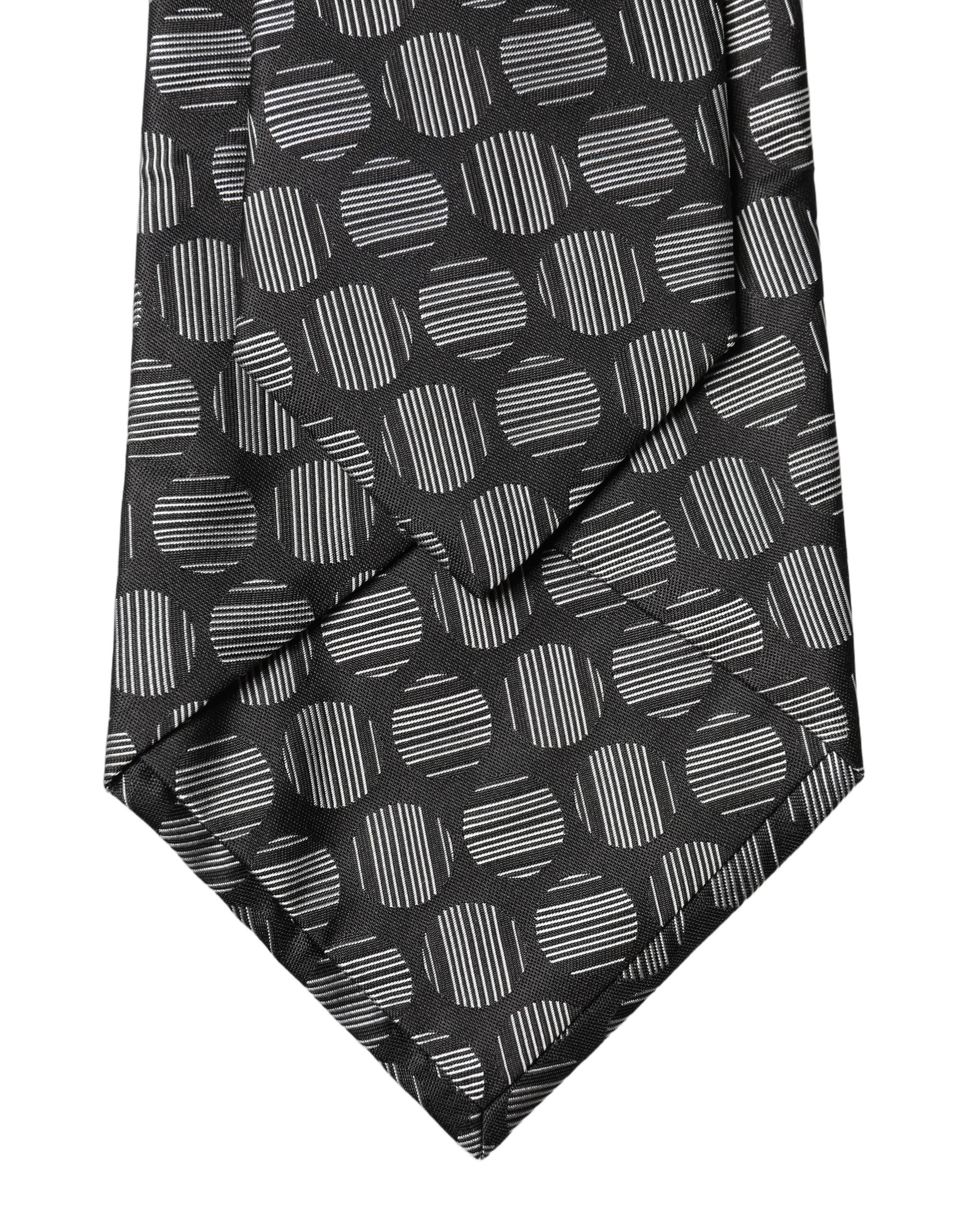 Dolce & Gabbana Black White Geometric Silk Adjustable Women NeckWomen's Women's Tie