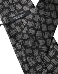 Dolce & Gabbana Black White Geometric Silk Adjustable Women NeckWomen's Women's Tie