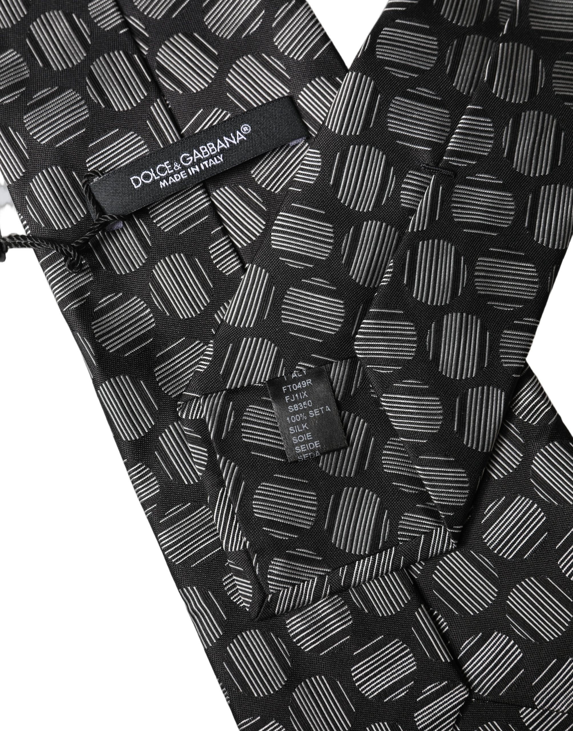 Dolce & Gabbana Black White Geometric Silk Adjustable Women NeckWomen's Women's Tie
