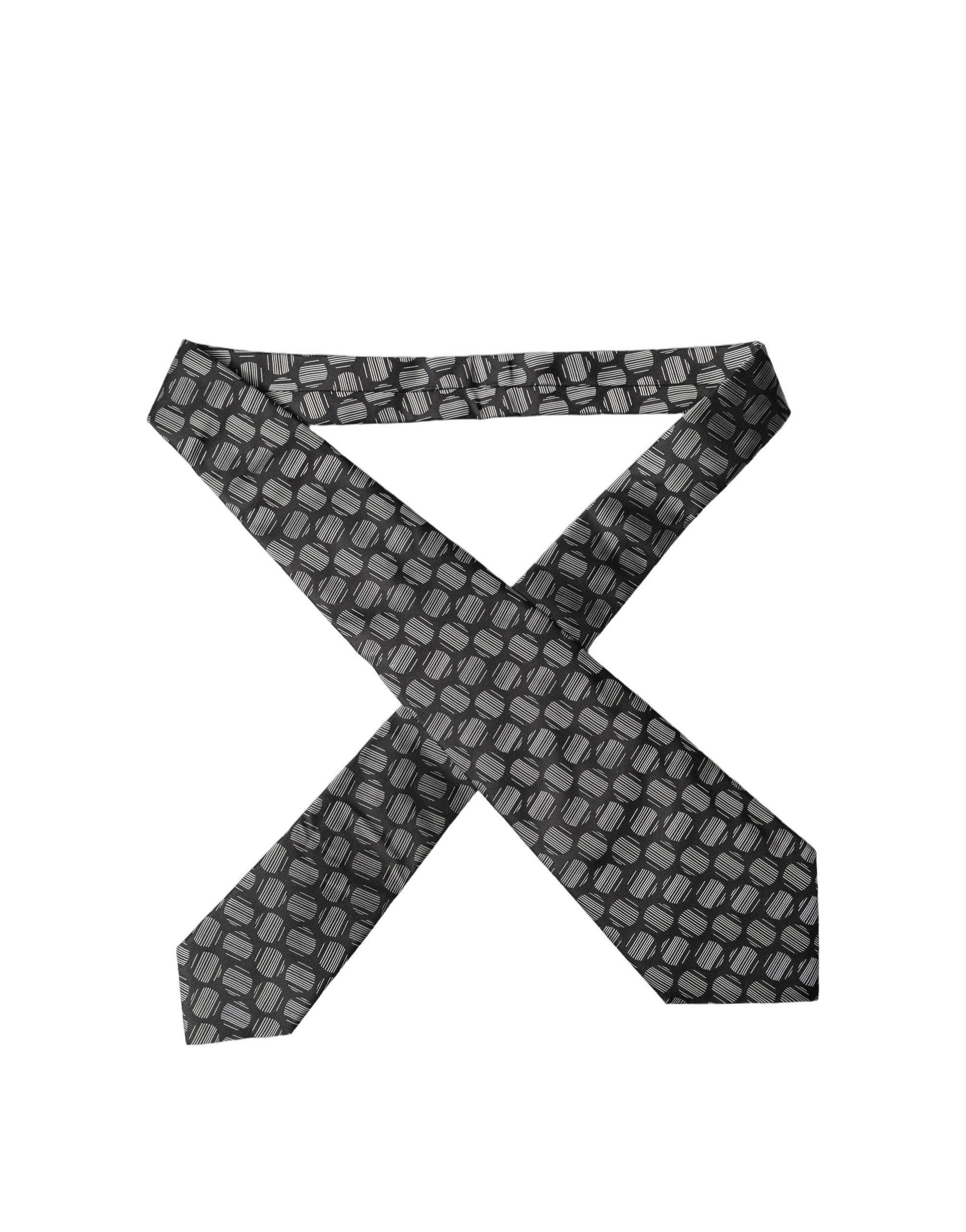 Dolce & Gabbana Black White Geometric Silk Adjustable Women NeckWomen's Women's Tie