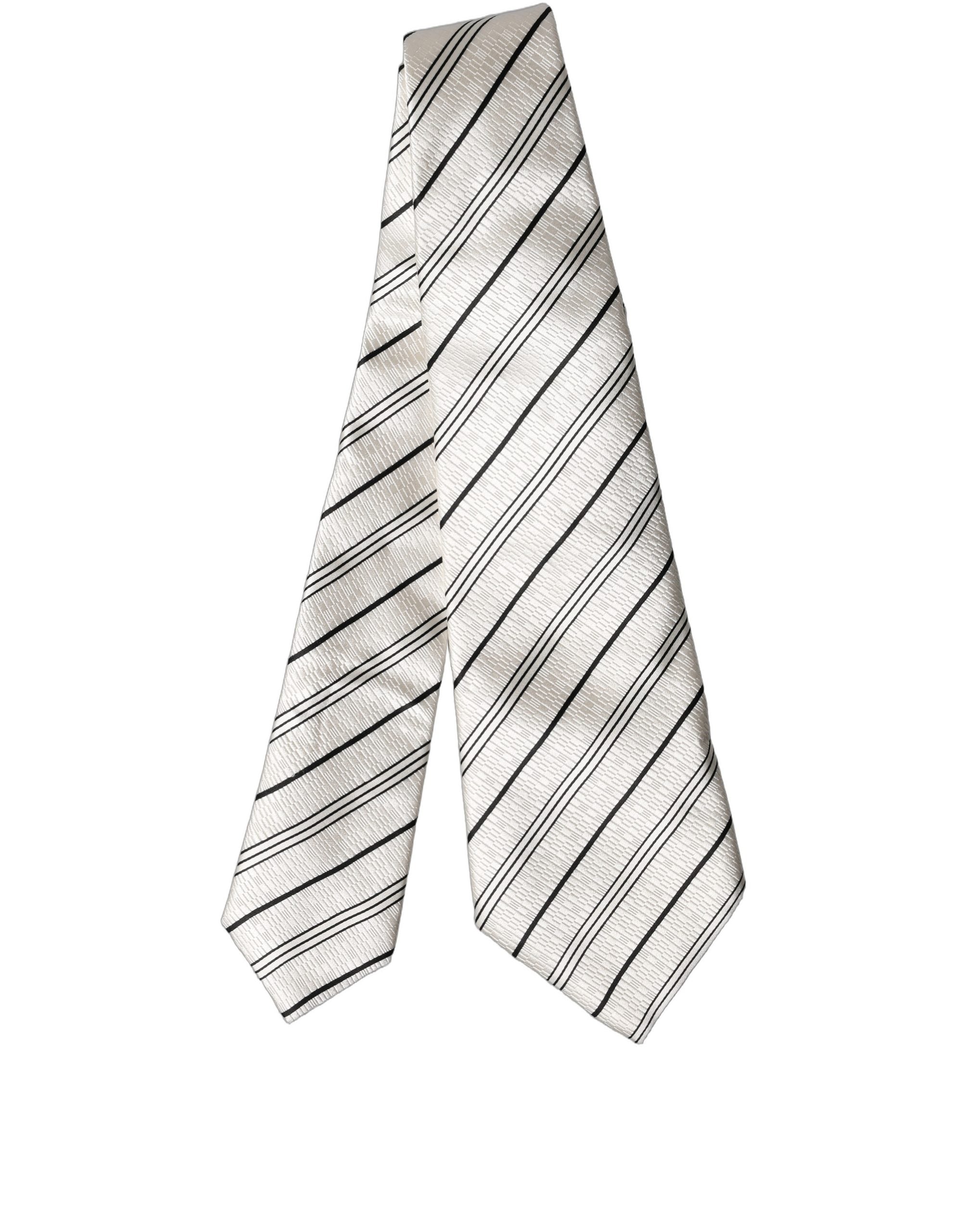 Dolce & Gabbana Dolce & Gabbana White Black Stripes Silk Adjustable Women NeckWomen's Women's Tie