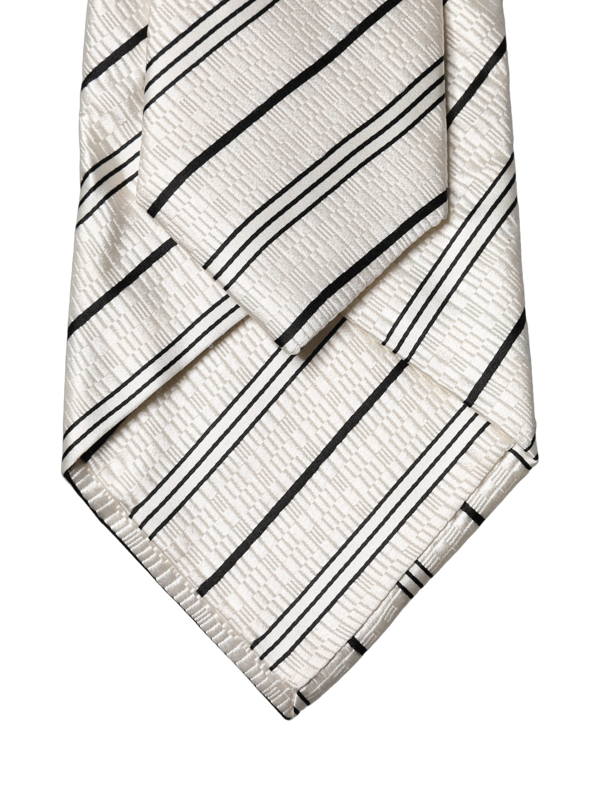 Dolce & Gabbana Dolce & Gabbana White Black Stripes Silk Adjustable Women NeckWomen's Women's Tie
