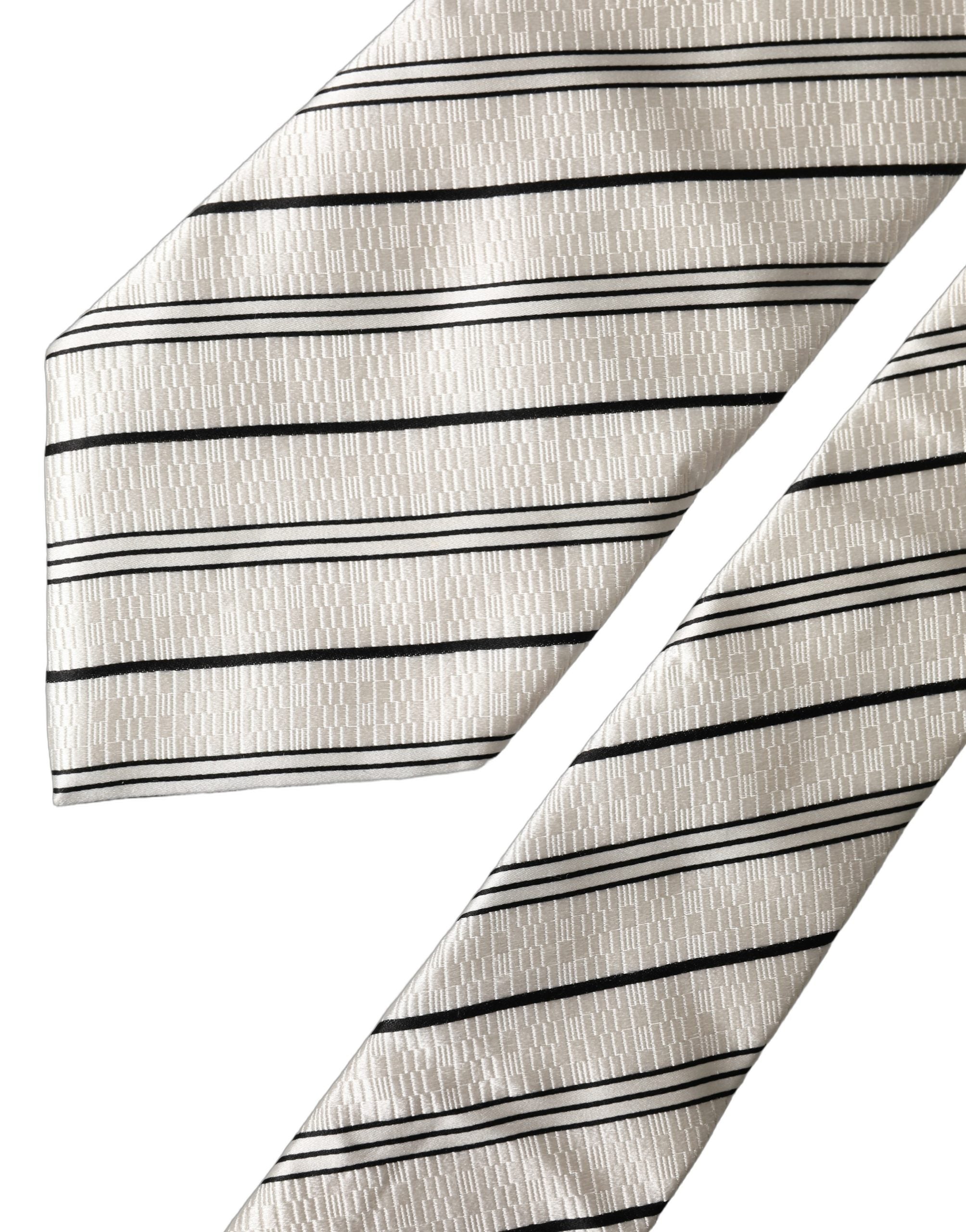 Dolce & Gabbana Dolce & Gabbana White Black Stripes Silk Adjustable Women NeckWomen's Women's Tie