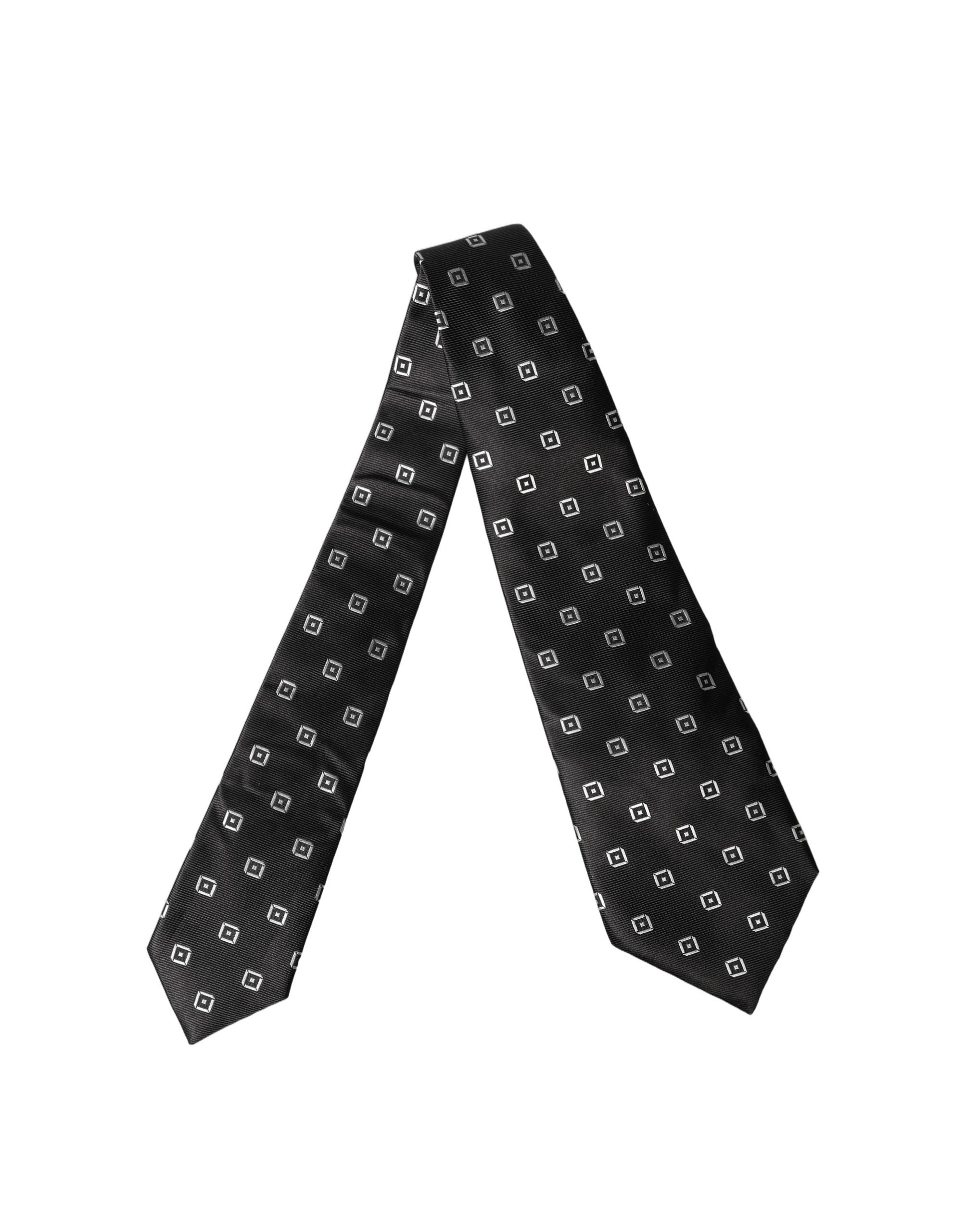 Dolce & Gabbana Dolce & Gabbana Black White Geometric Silk Adjustable Women NeckWomen's Women's Tie
