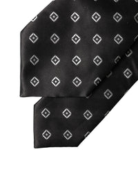 Dolce & Gabbana Dolce & Gabbana Black White Geometric Silk Adjustable Women NeckWomen's Women's Tie