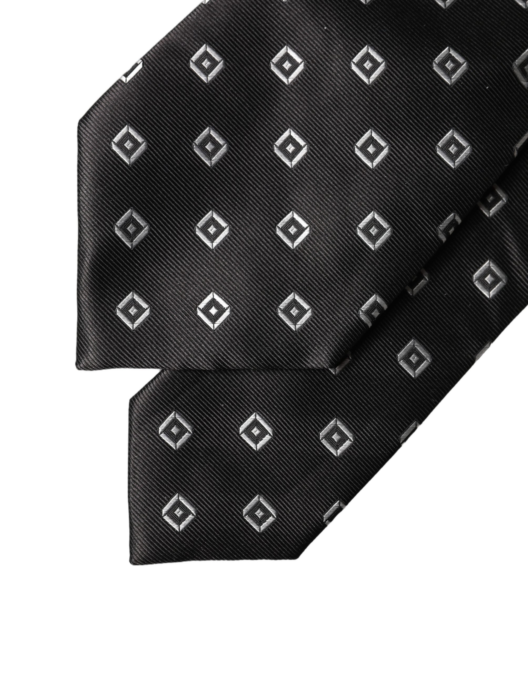 Dolce & Gabbana Dolce & Gabbana Black White Geometric Silk Adjustable Women NeckWomen's Women's Tie