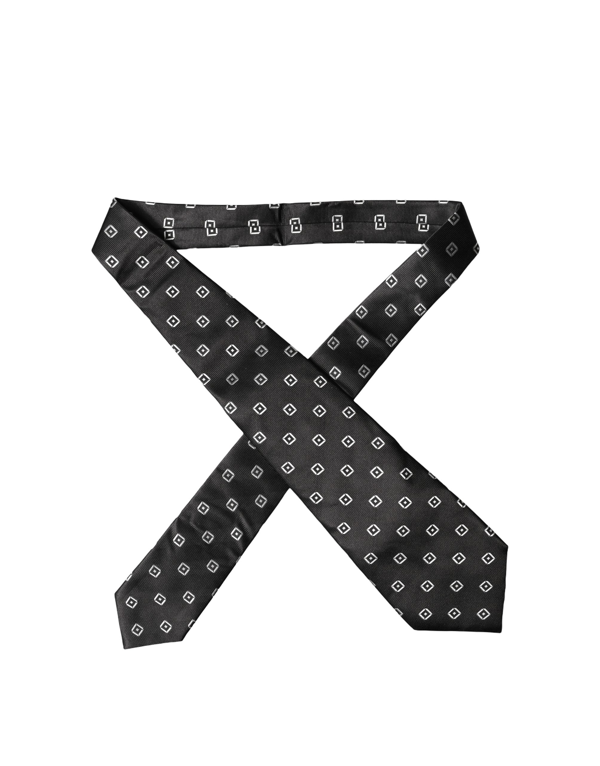 Dolce & Gabbana Dolce & Gabbana Black White Geometric Silk Adjustable Women NeckWomen's Women's Tie
