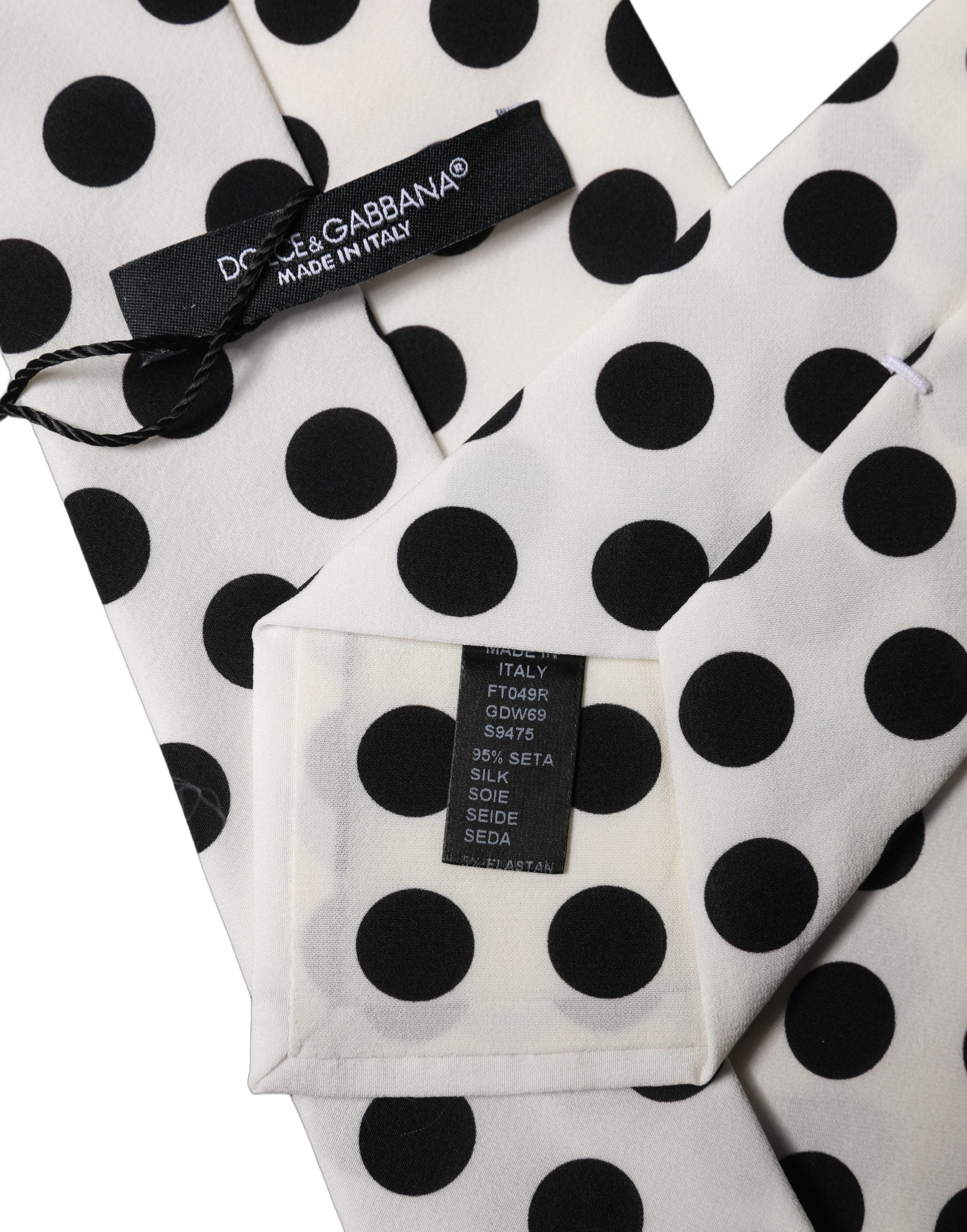 Dolce & Gabbana Dolce & Gabbana White Black Polka Dot Silk Adjustable Women NeckWomen's Women's Tie
