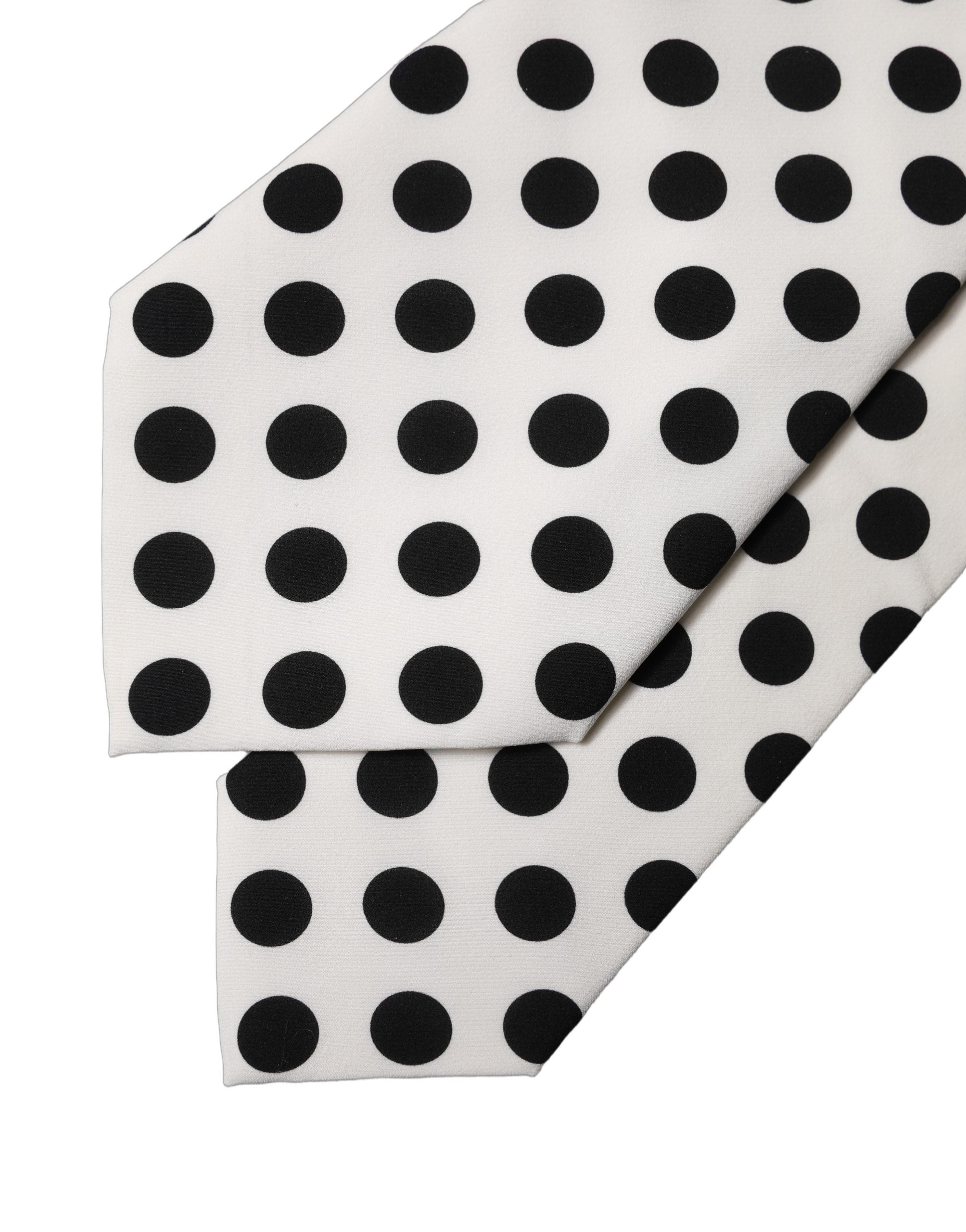 Dolce & Gabbana Dolce & Gabbana White Black Polka Dot Silk Adjustable Women NeckWomen's Women's Tie