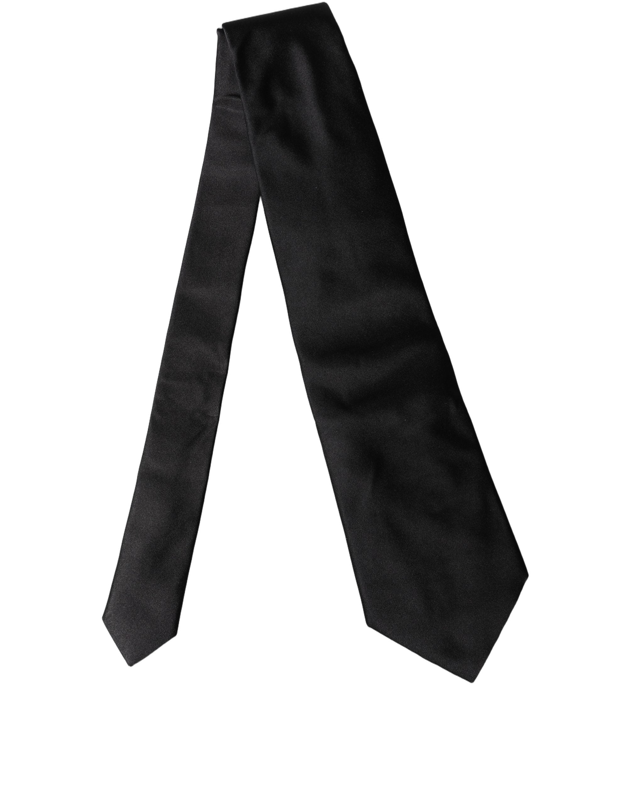 Dolce & Gabbana Dolce & Gabbana Black Solid Satin Silk Adjustable Women NeckWomen's Women's Tie