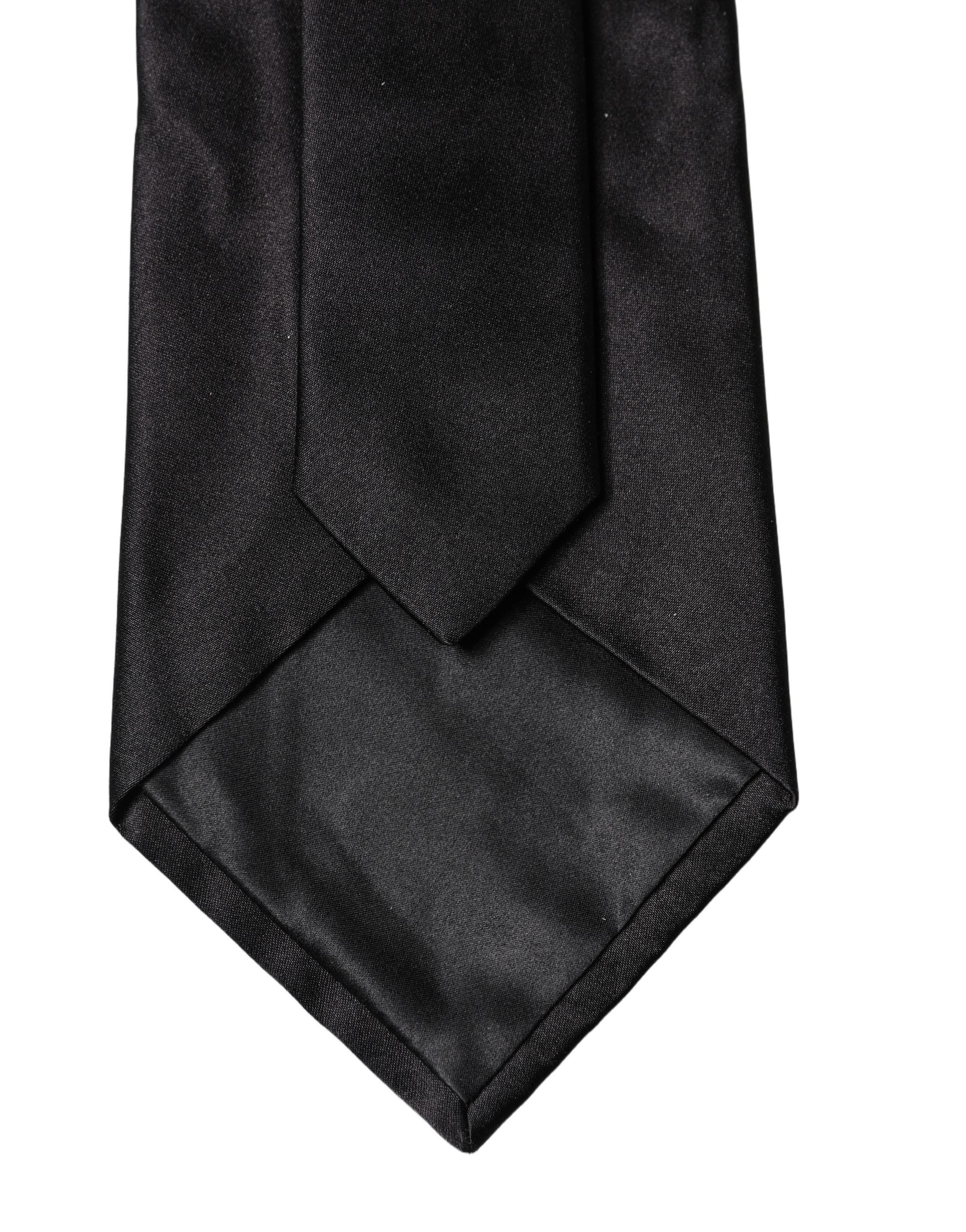 Dolce & Gabbana Dolce & Gabbana Black Solid Satin Silk Adjustable Women NeckWomen's Women's Tie