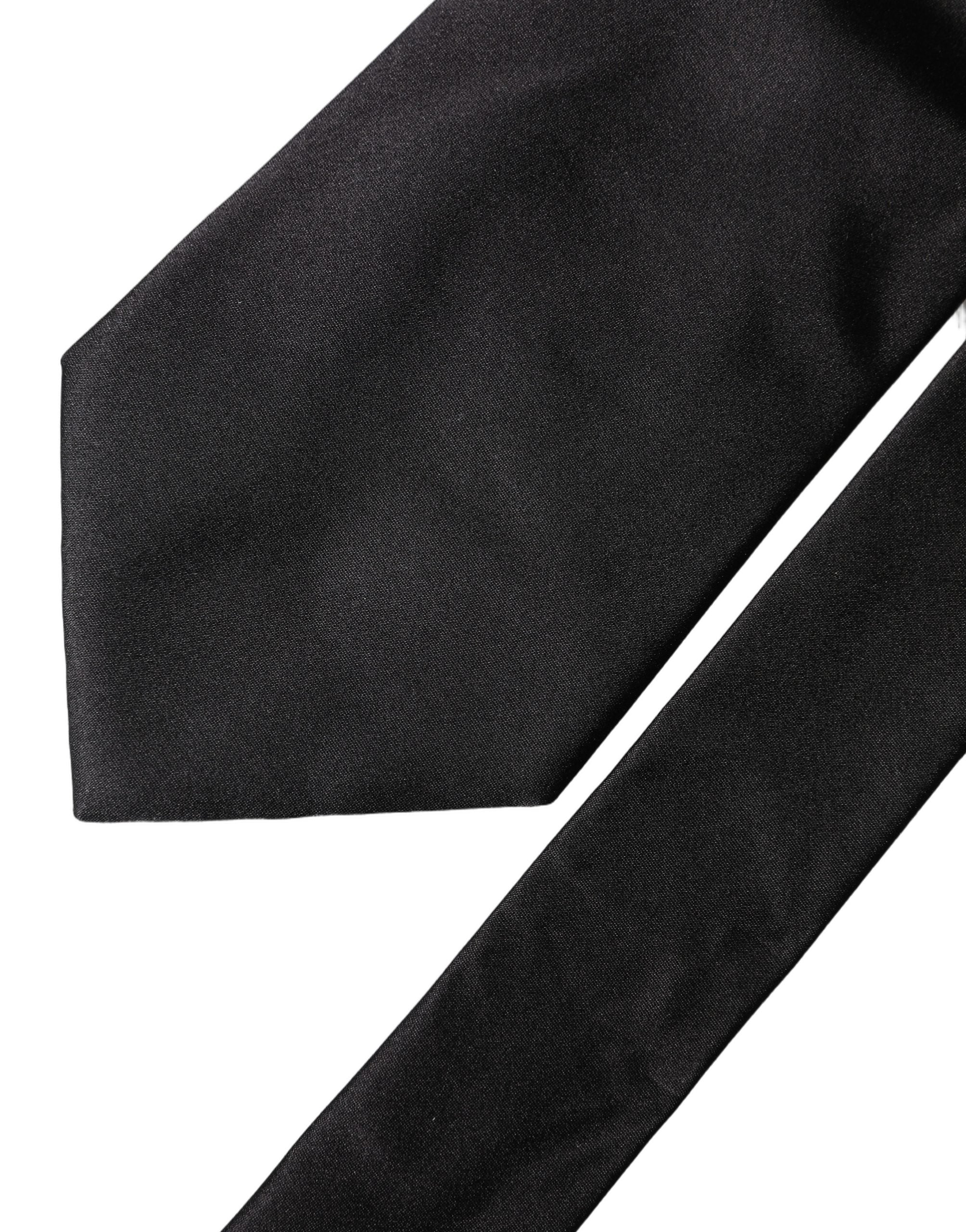 Dolce & Gabbana Dolce & Gabbana Black Solid Satin Silk Adjustable Women NeckWomen's Women's Tie