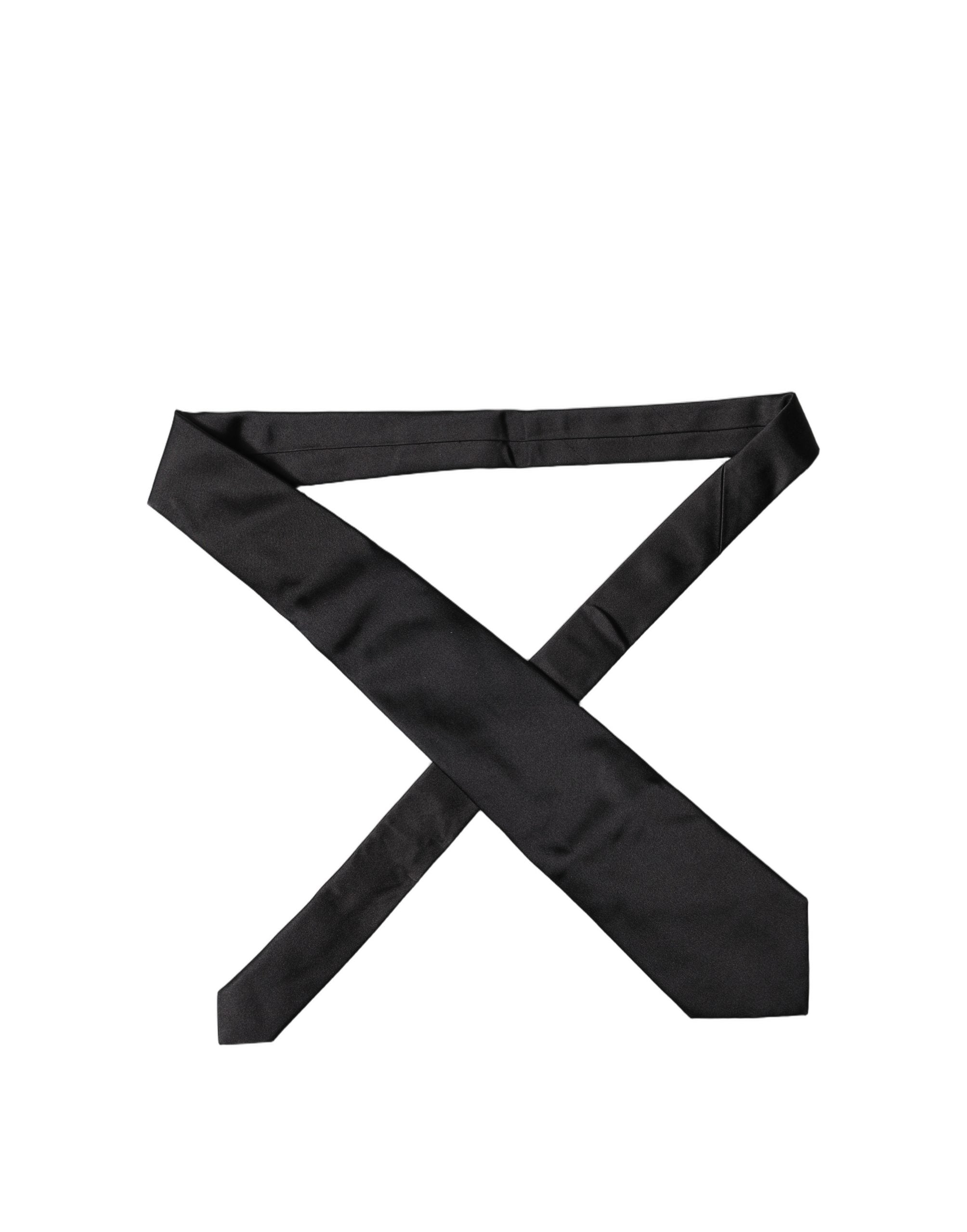 Dolce & Gabbana Dolce & Gabbana Black Solid Satin Silk Adjustable Women NeckWomen's Women's Tie