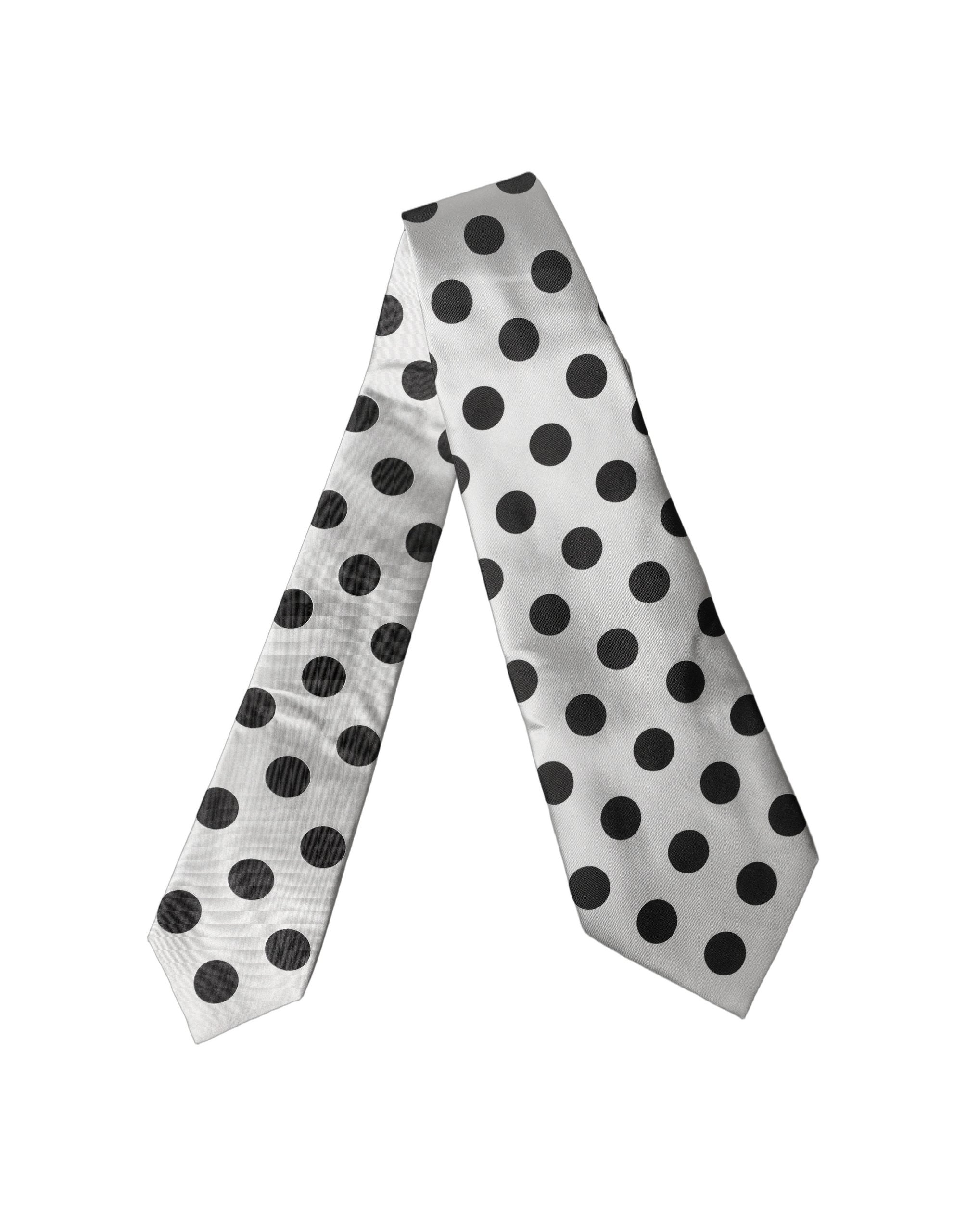 Dolce & Gabbana Dolce & Gabbana White Black Polka Dot Silk Adjustable Women NeckWomen's Women's Tie