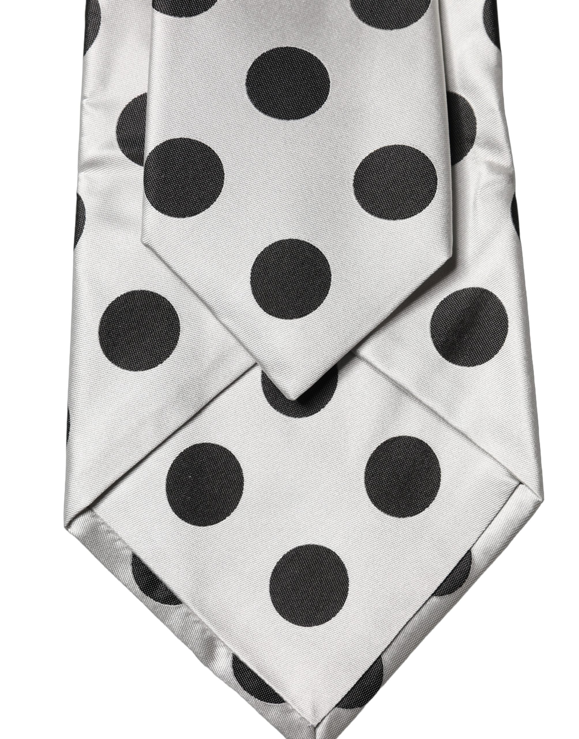 Dolce & Gabbana Dolce & Gabbana White Black Polka Dot Silk Adjustable Women NeckWomen's Women's Tie