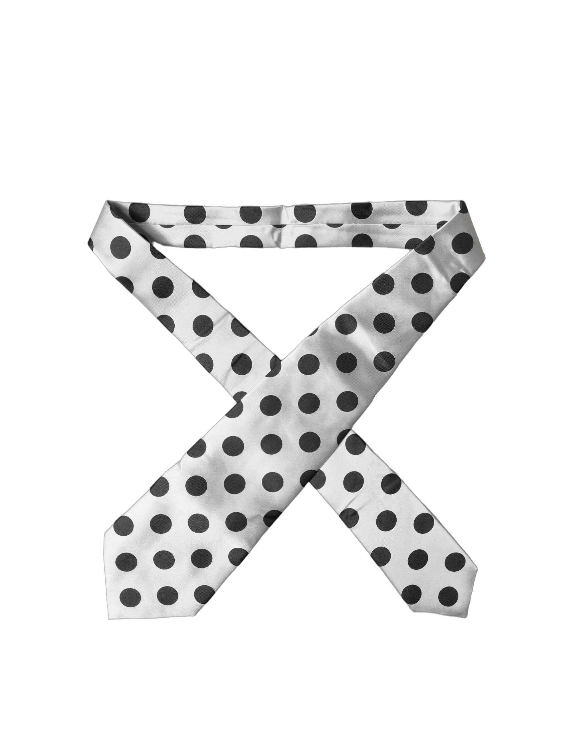 Dolce & Gabbana Dolce & Gabbana White Black Polka Dot Silk Adjustable Women NeckWomen's Women's Tie