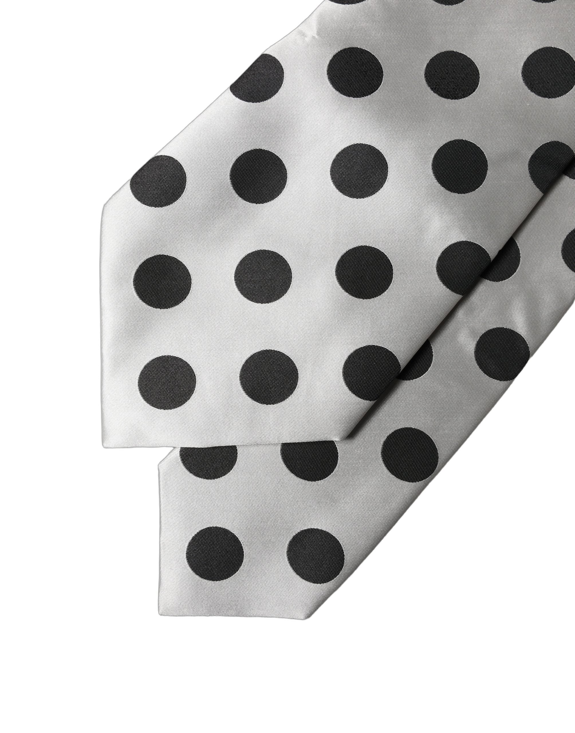 Dolce & Gabbana Dolce & Gabbana White Black Polka Dot Silk Adjustable Women NeckWomen's Women's Tie