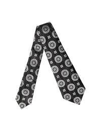 Dolce & Gabbana Black White Floral Silk Adjustable Women NeckWomen's Women's Tie