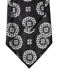Dolce & Gabbana Black White Floral Silk Adjustable Women NeckWomen's Women's Tie