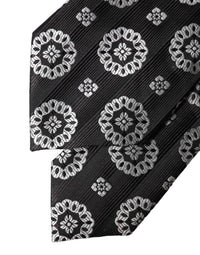 Dolce & Gabbana Black White Floral Silk Adjustable Women NeckWomen's Women's Tie