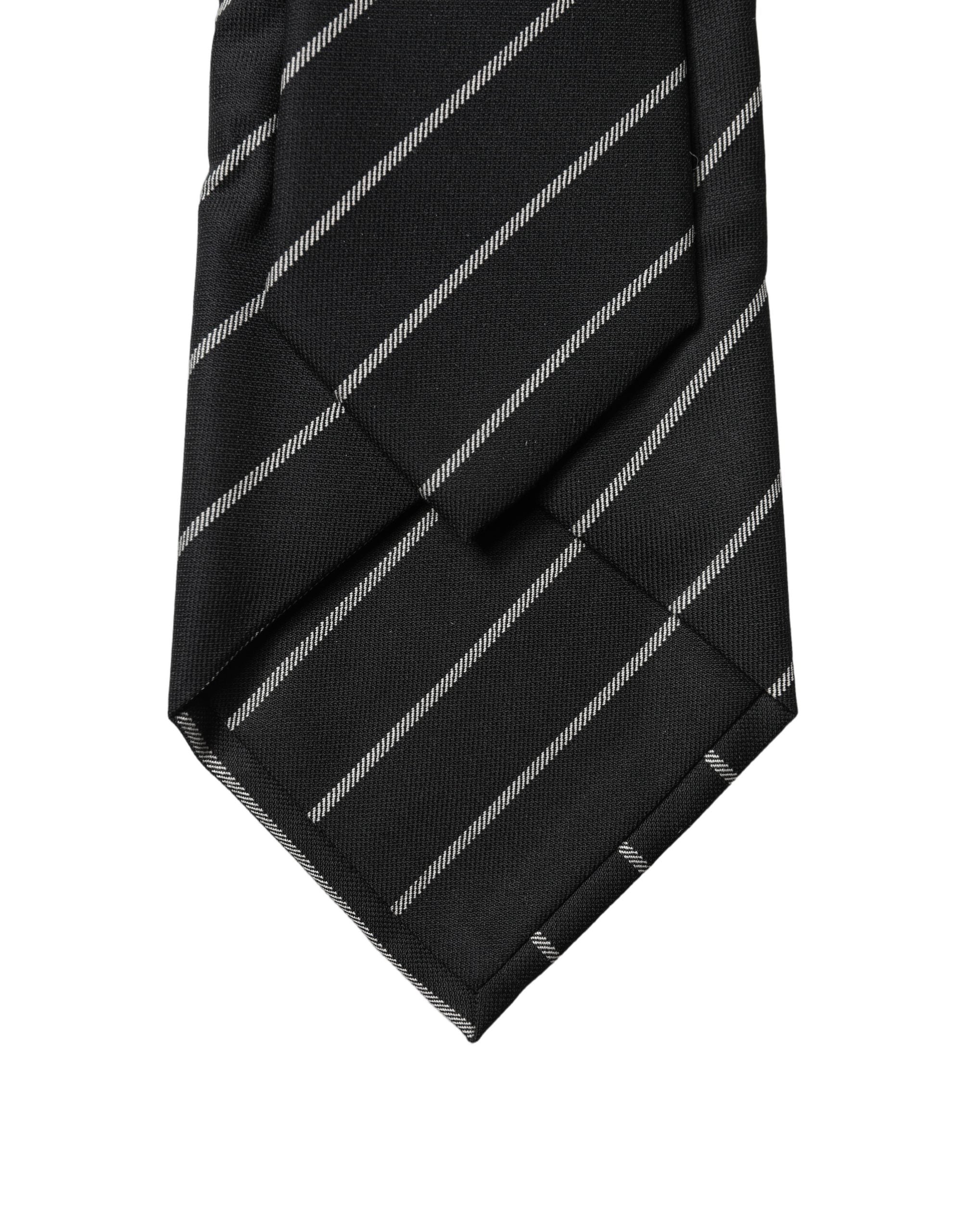 Dolce & Gabbana Dolce & Gabbana Black White Stripes Wool Adjustable Women NeckWomen's Women's Tie