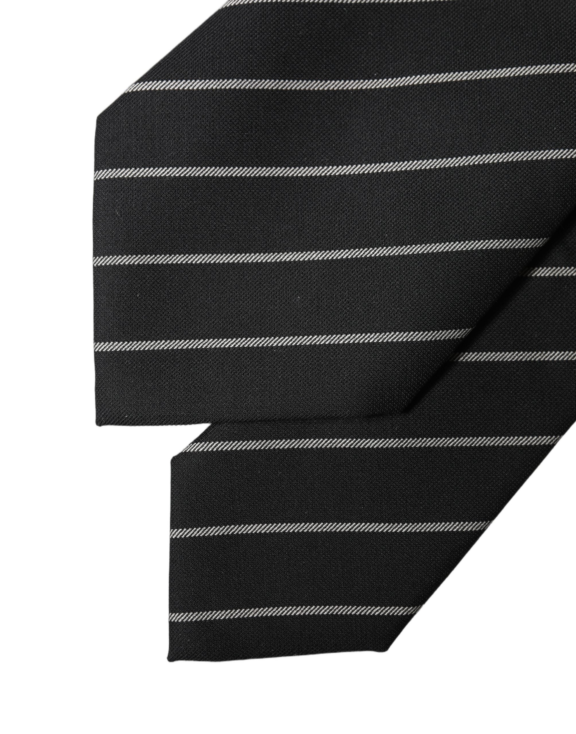 Dolce & Gabbana Dolce & Gabbana Black White Stripes Wool Adjustable Women NeckWomen's Women's Tie