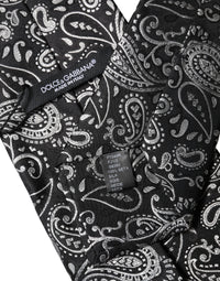 Dolce & Gabbana Dolce & Gabbana Black White Paisley Silk Adjustable Women NeckWomen's Women's Tie