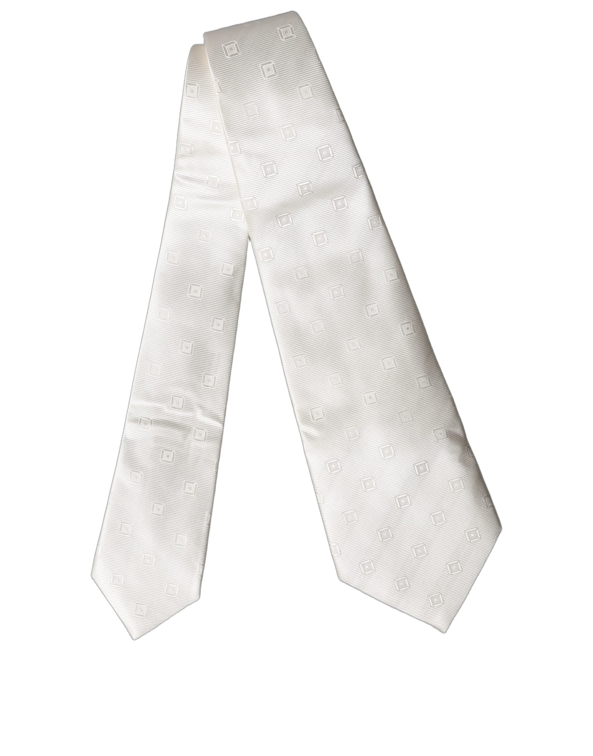 Dolce & Gabbana Dolce & Gabbana Off White Geometric Silk Adjustable Women NeckWomen's Women's Tie