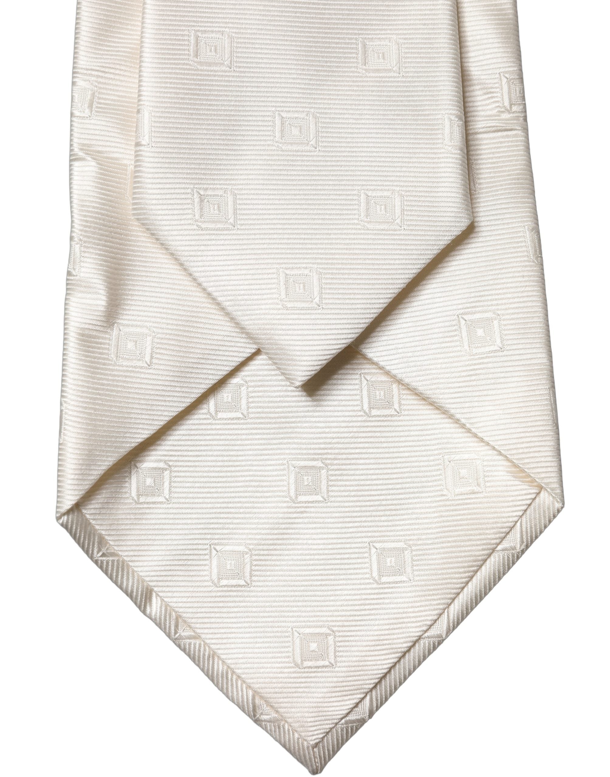 Dolce & Gabbana Dolce & Gabbana Off White Geometric Silk Adjustable Women NeckWomen's Women's Tie