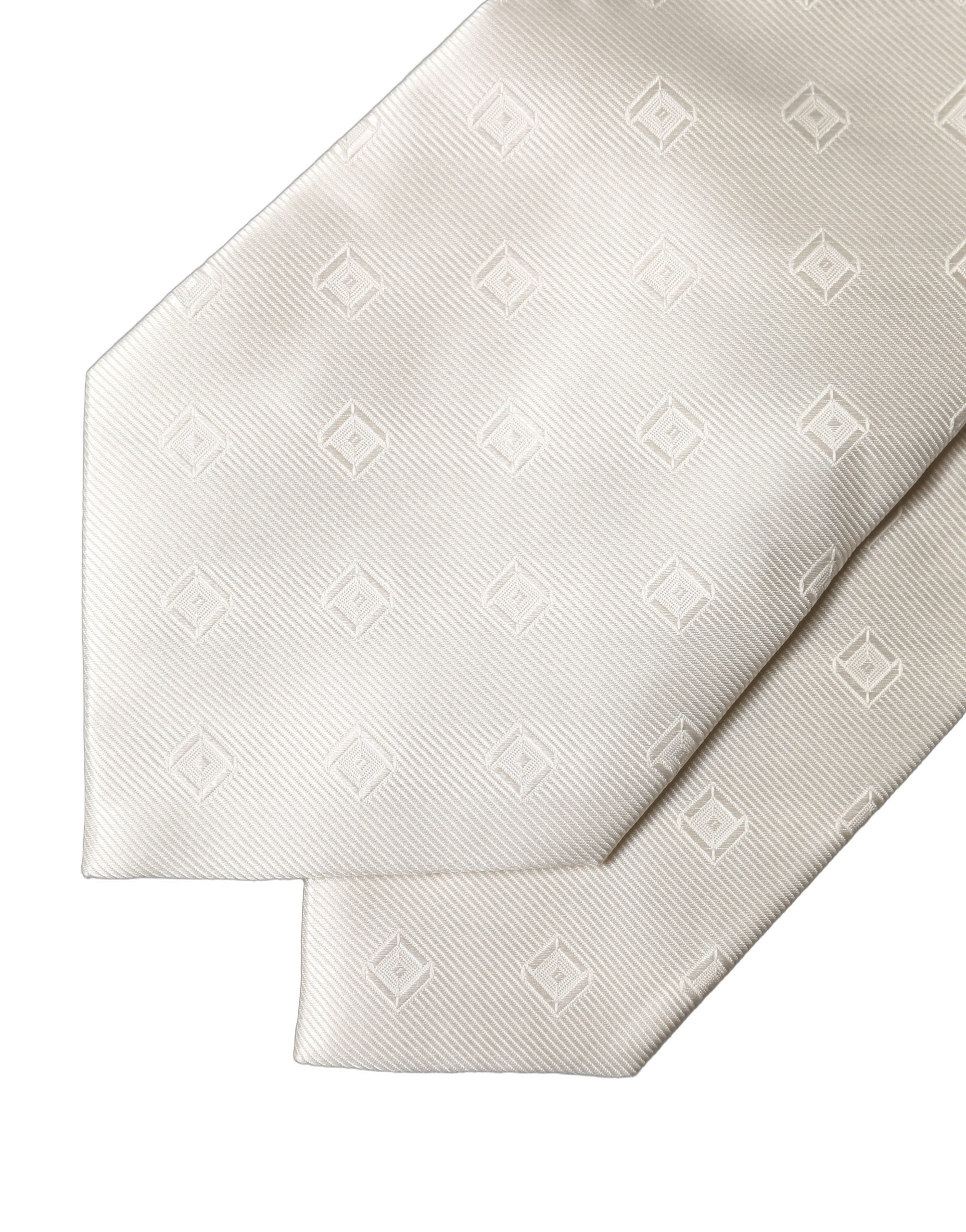 Dolce & Gabbana Dolce & Gabbana Off White Geometric Silk Adjustable Women NeckWomen's Women's Tie