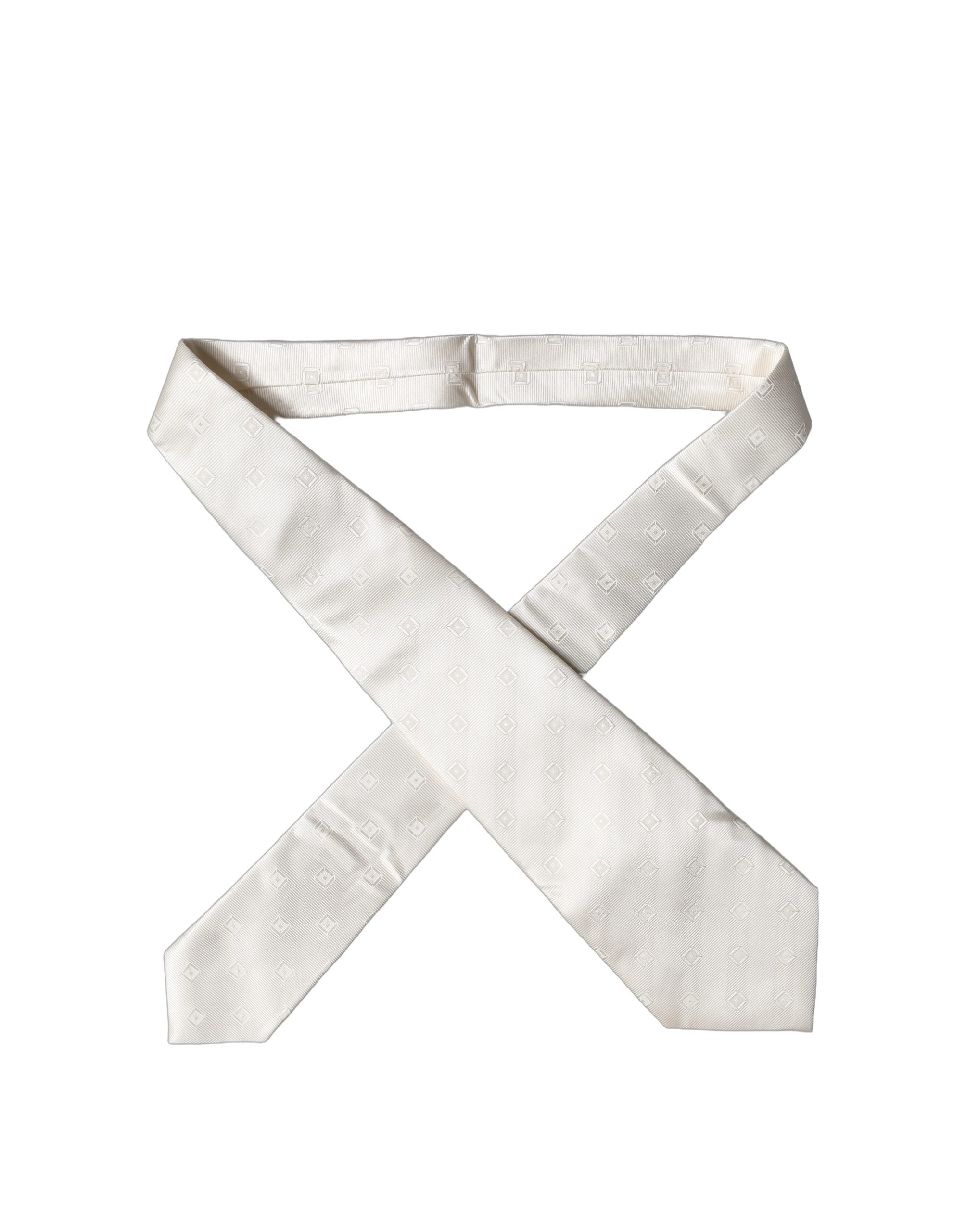 Dolce & Gabbana Dolce & Gabbana Off White Geometric Silk Adjustable Women NeckWomen's Women's Tie