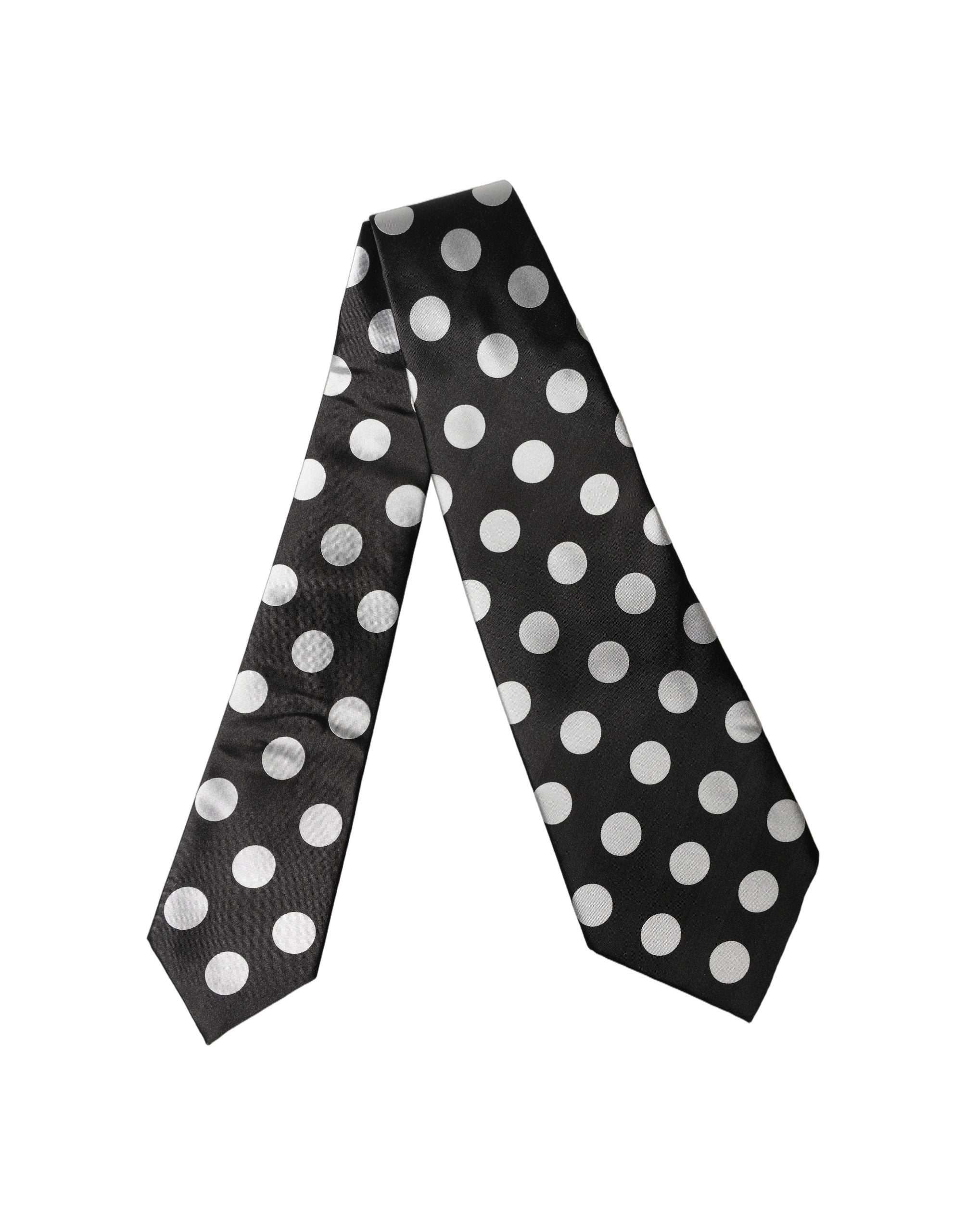 Dolce & Gabbana Dolce & Gabbana Black White Polka Dot Silk Adjustable Women NeckWomen's Women's Tie