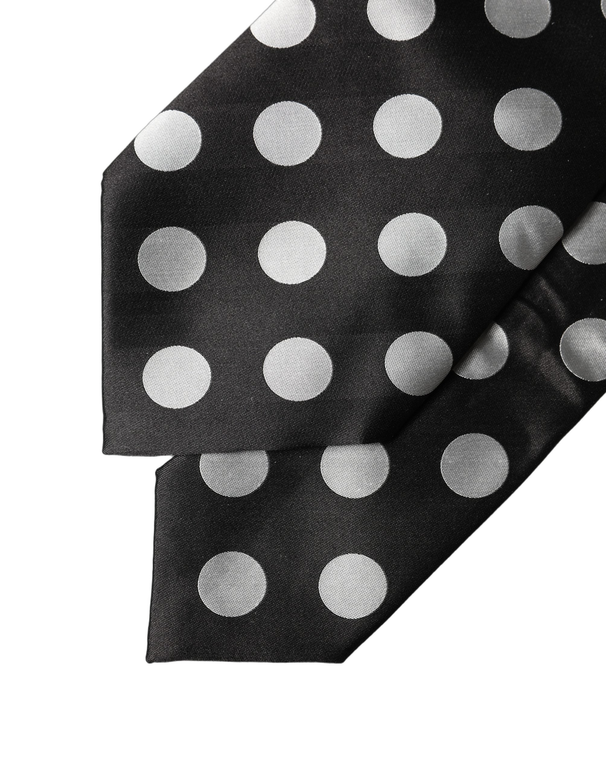 Dolce & Gabbana Dolce & Gabbana Black White Polka Dot Silk Adjustable Women NeckWomen's Women's Tie