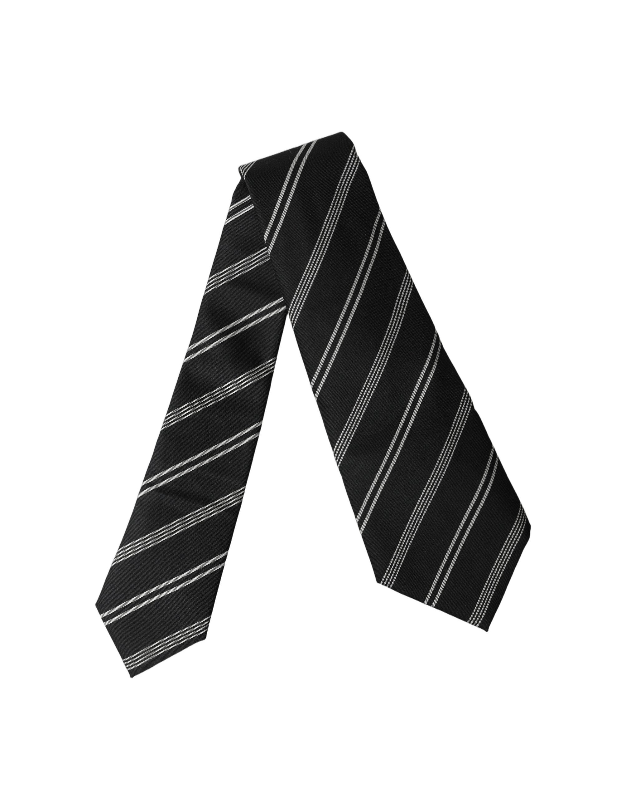 Dolce & Gabbana Dolce & Gabbana Black White Stripes Silk Adjustable Women NeckWomen's Women's Tie
