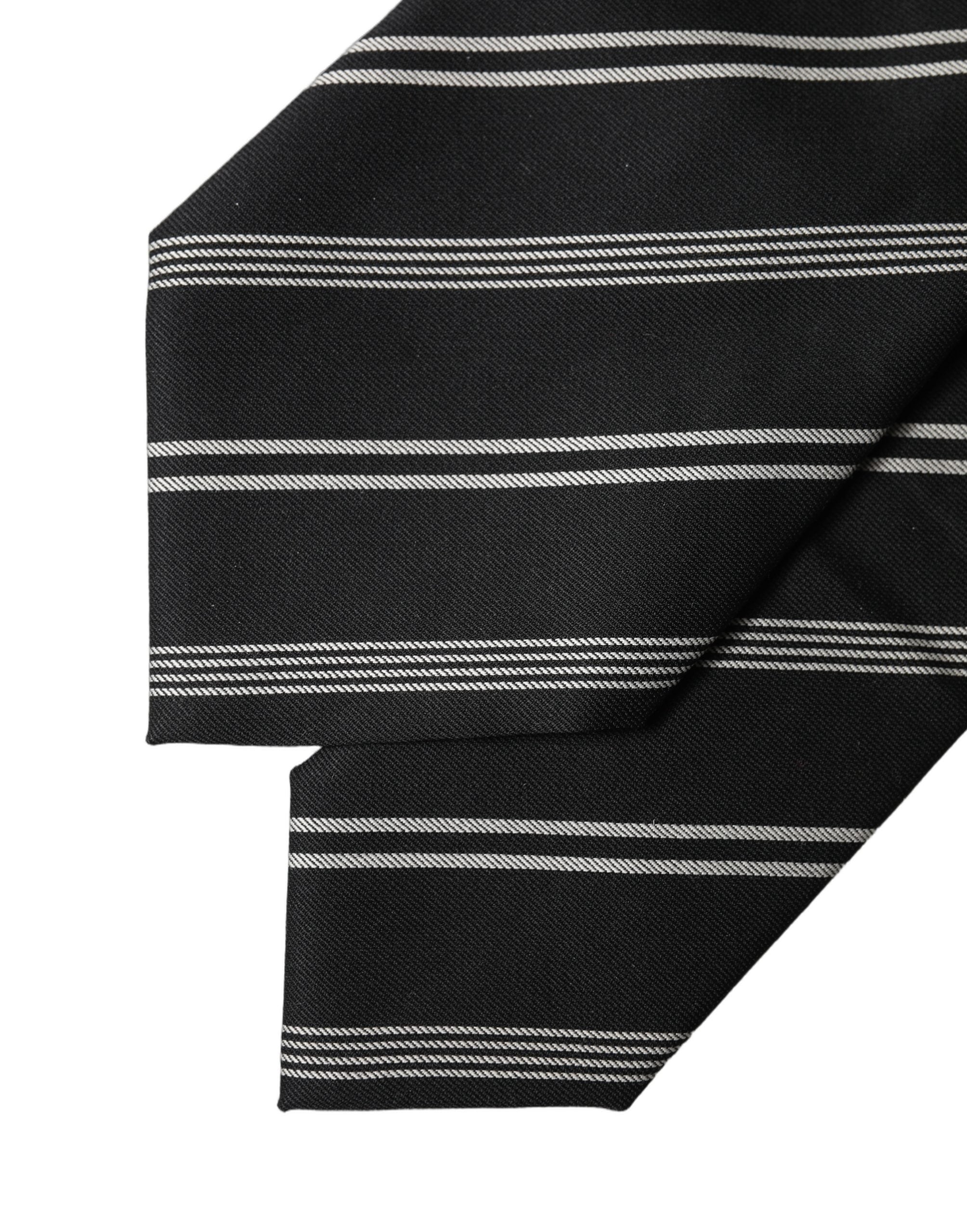 Dolce & Gabbana Dolce & Gabbana Black White Stripes Silk Adjustable Women NeckWomen's Women's Tie