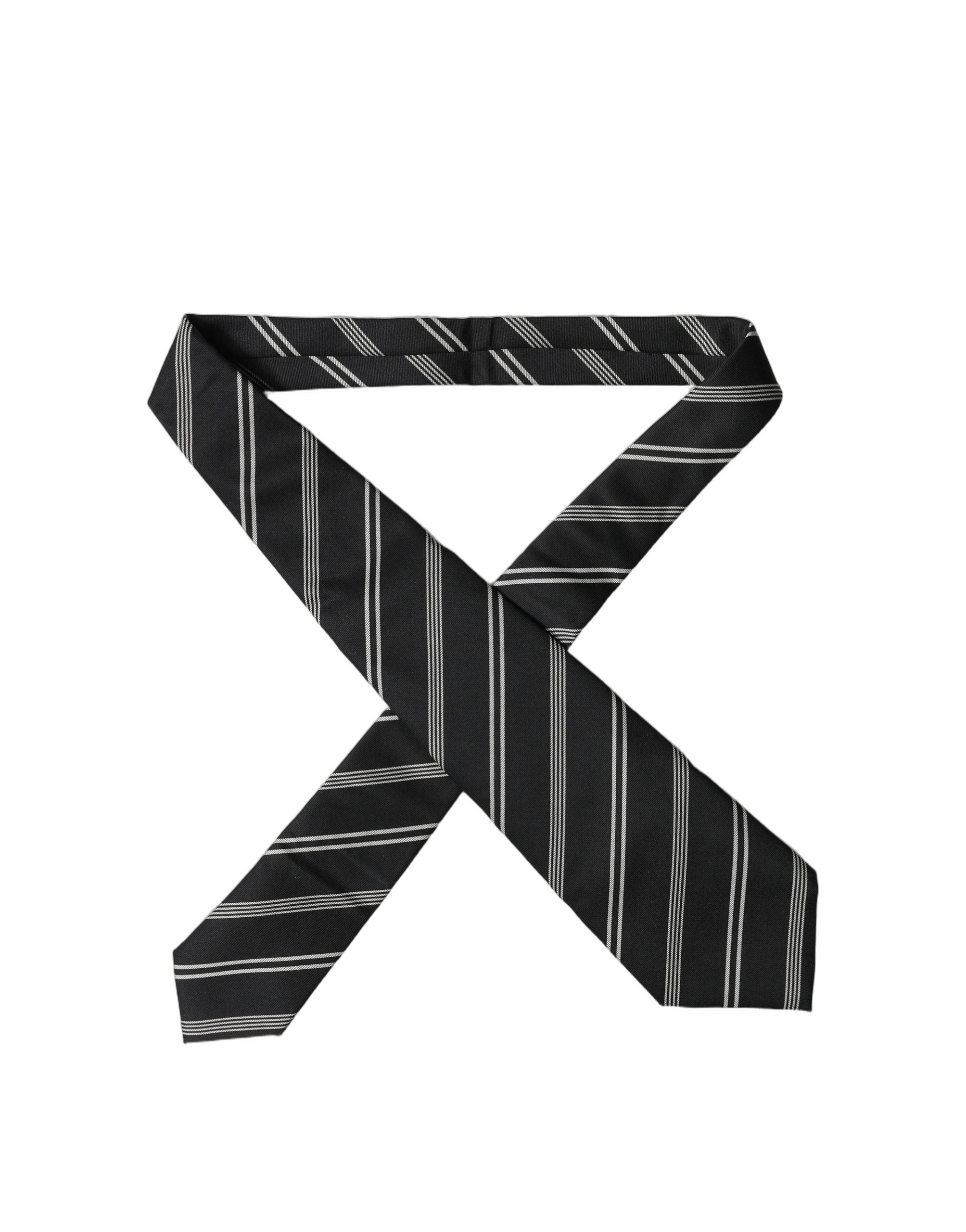 Dolce & Gabbana Dolce & Gabbana Black White Stripes Silk Adjustable Women NeckWomen's Women's Tie