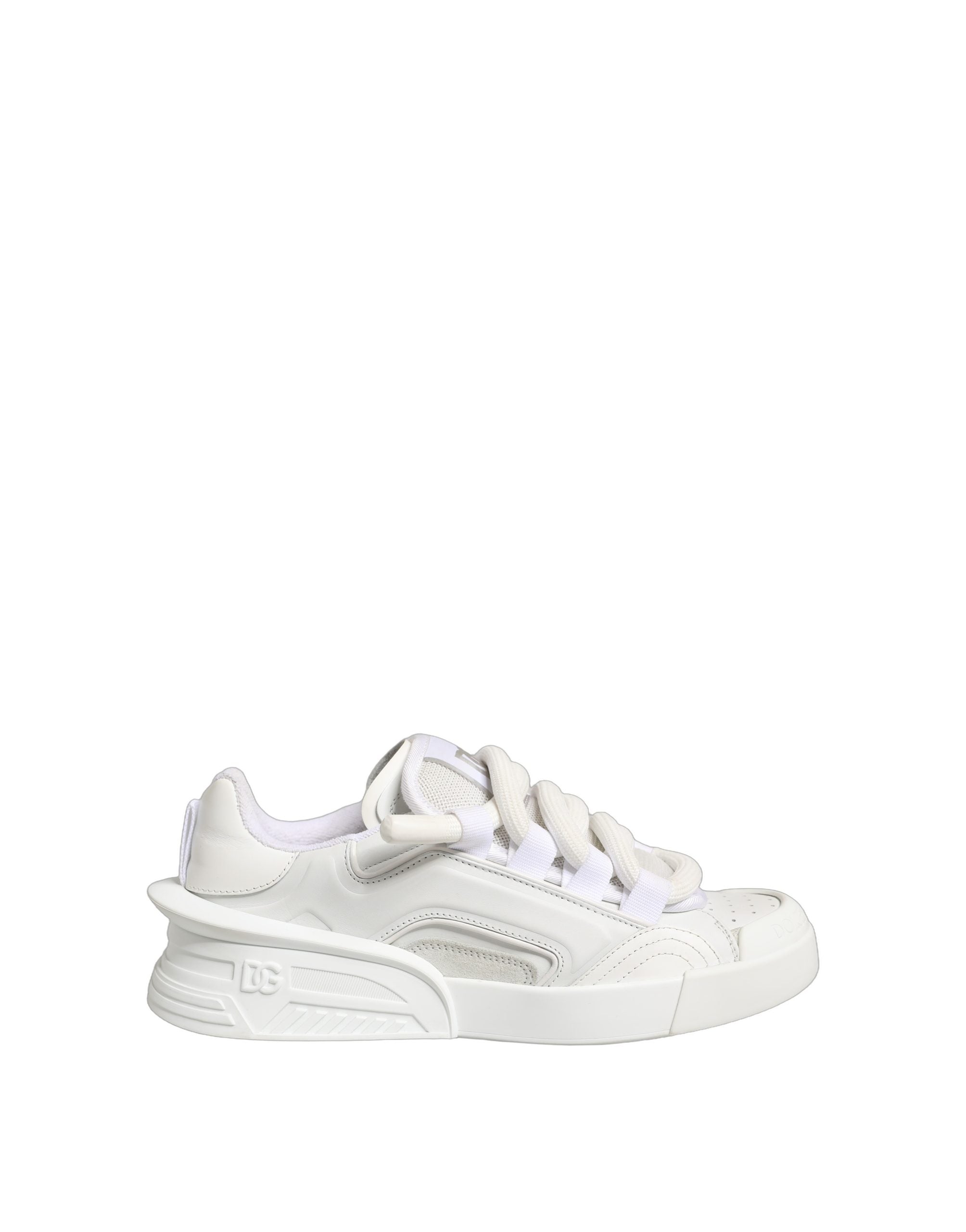 Dolce & Gabbana White Calfskin Leather Low Top Sneakers Men's Shoes