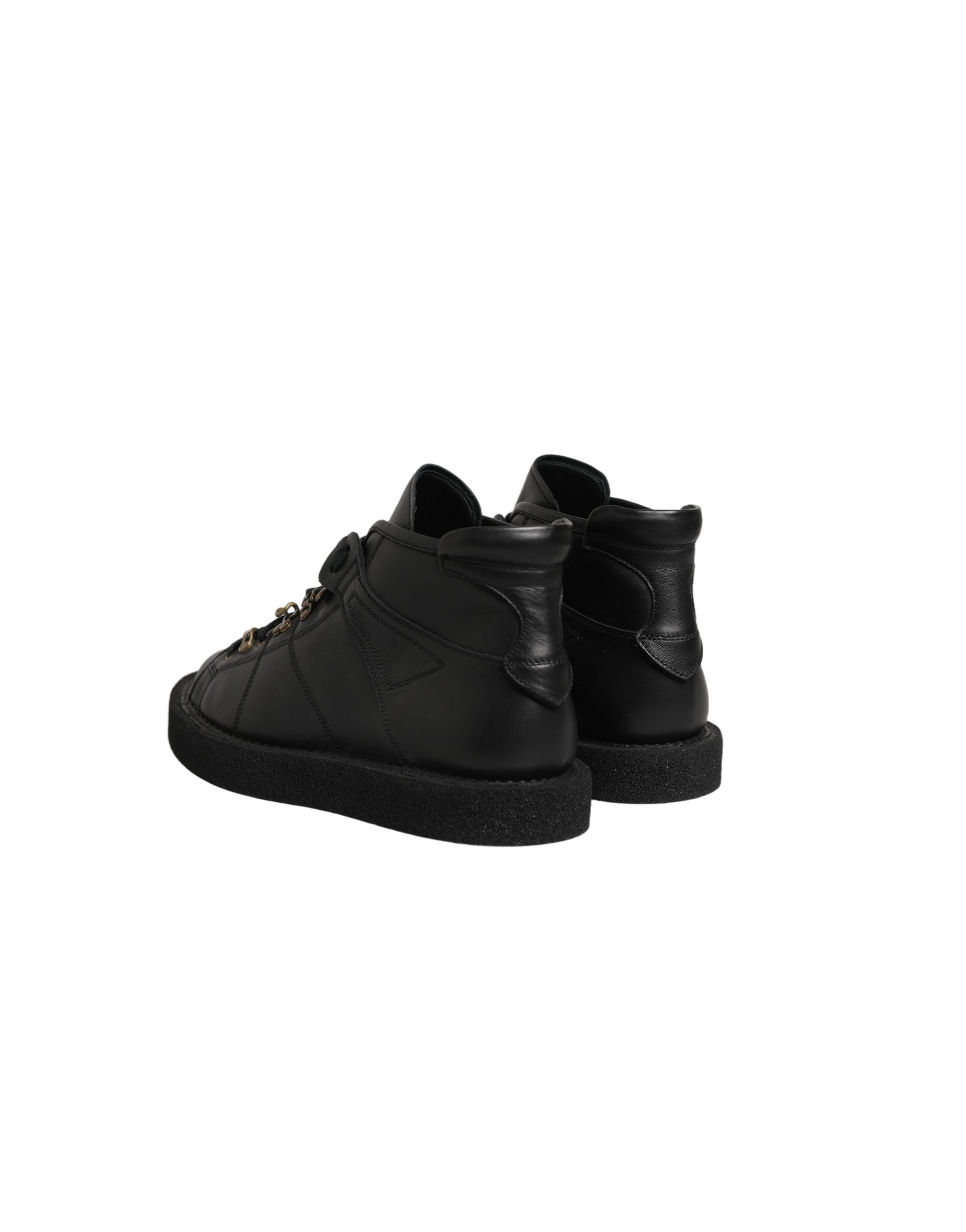 Dolce & Gabbana Black Leather Lace Up Men Ankle Boots Men's Shoes